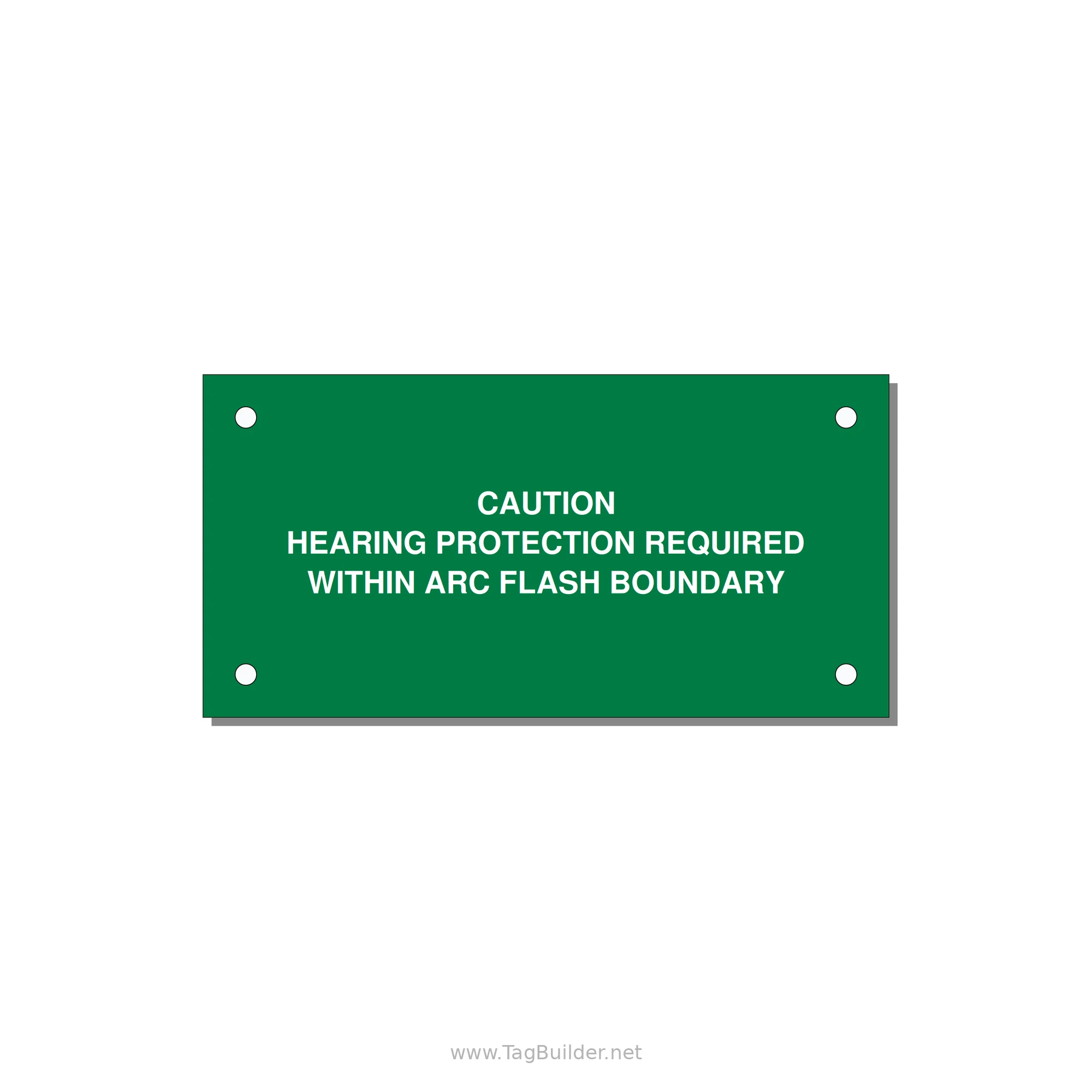 Hearing Protection Requi — 4x2" White on Green, Holes