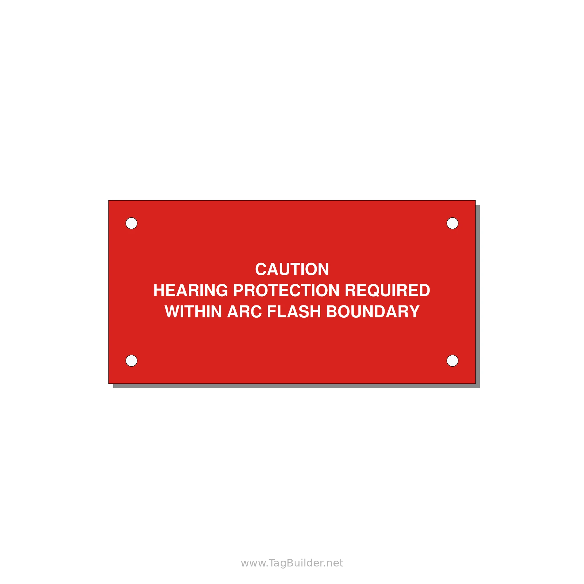 Hearing Protection Requi — 4x2" White on Red, Holes