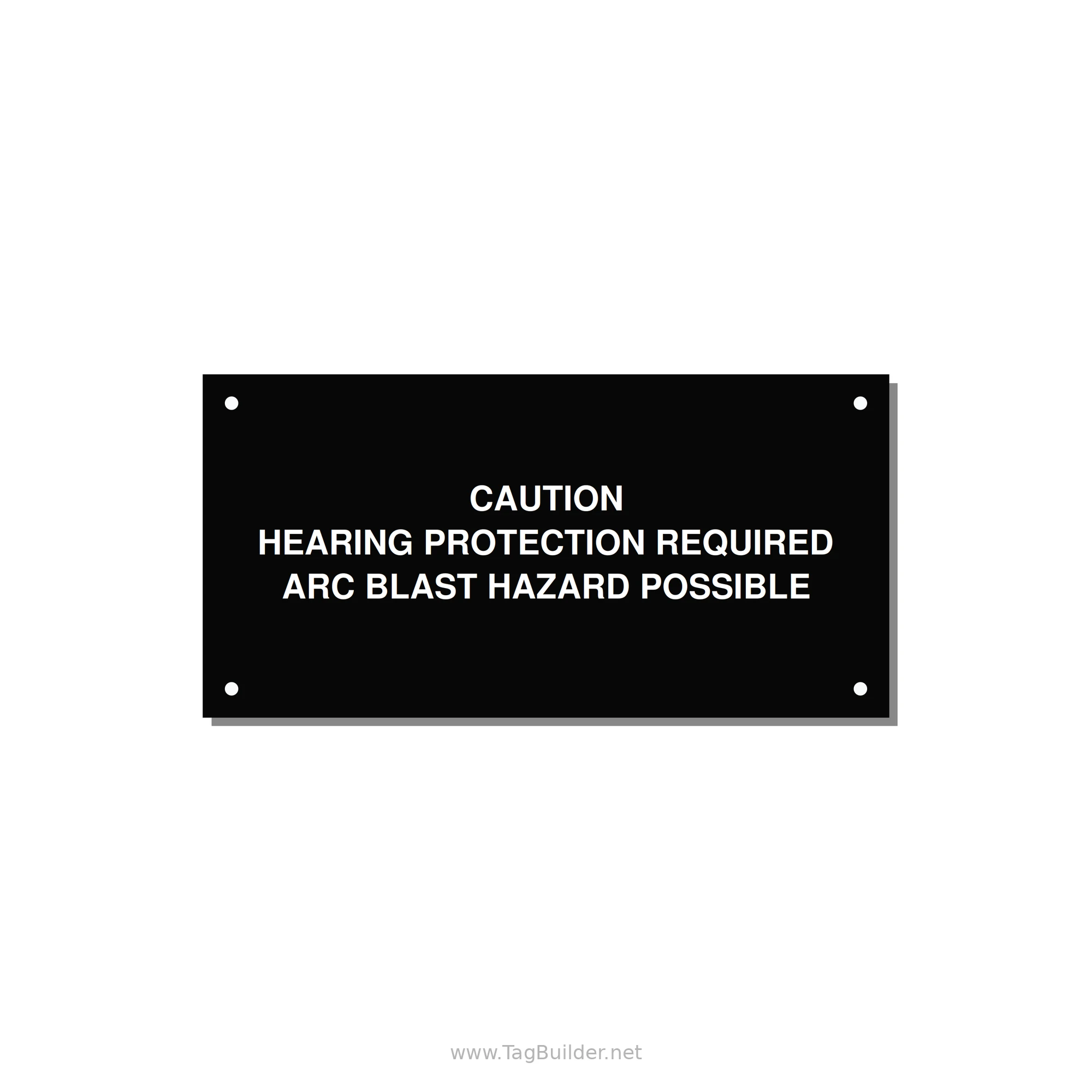 Hearing Protection Requi — 6x3" White on Black, Holes