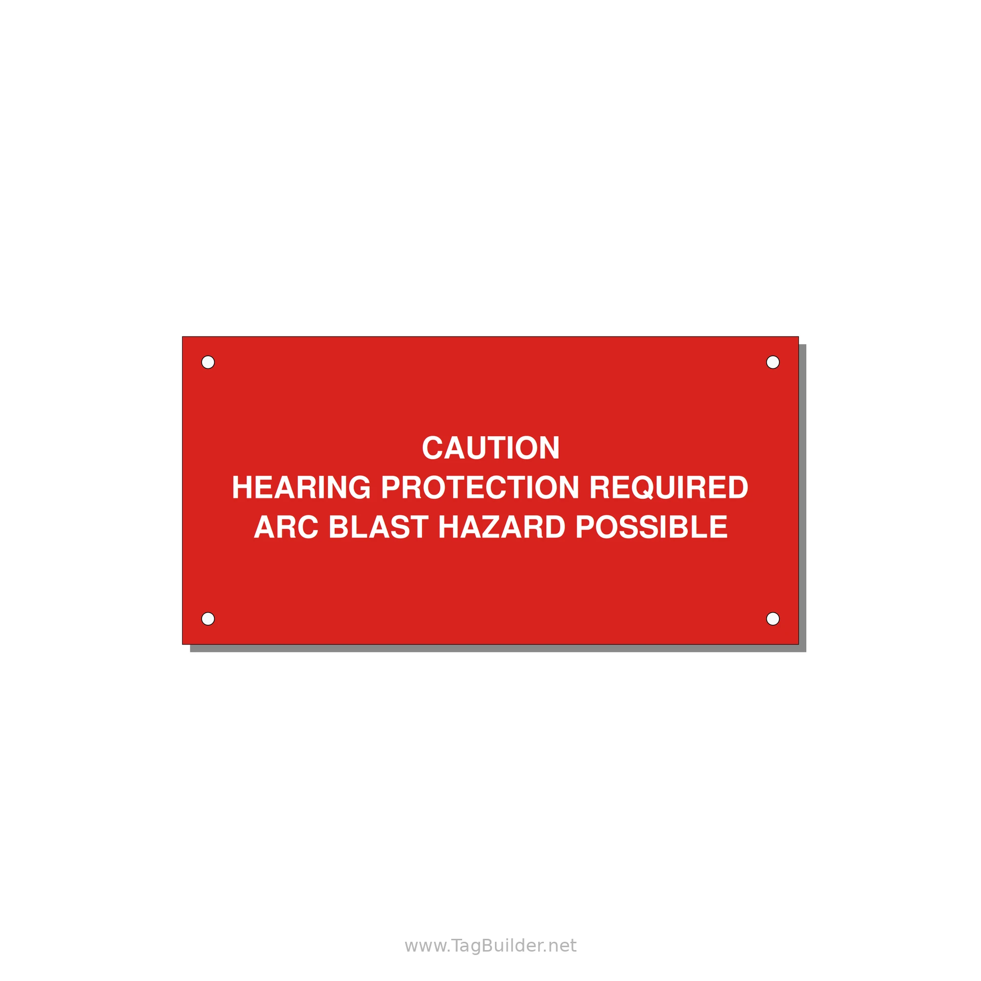 Hearing Protection Requi — 6x3" White on Red, Holes