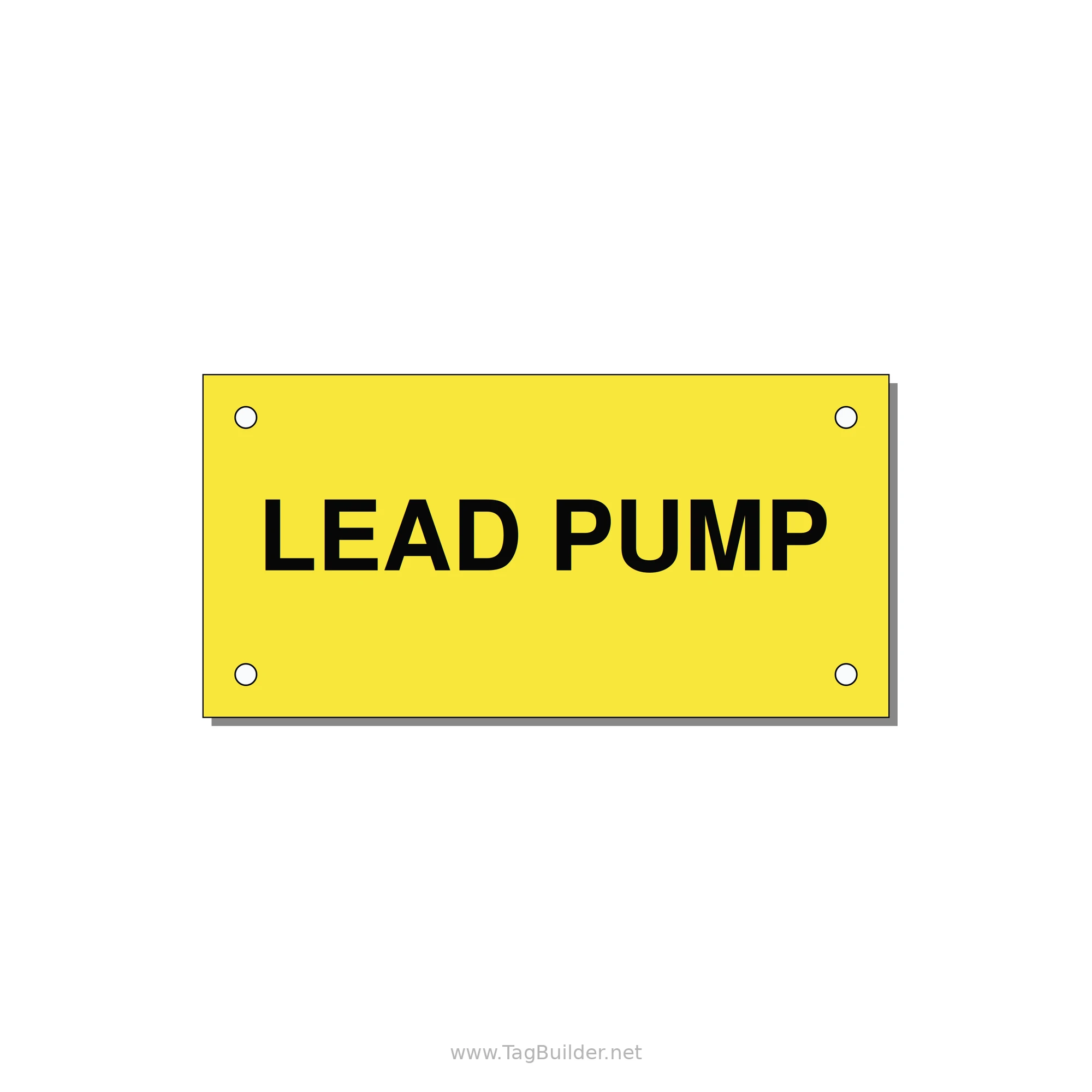 Lead Pump Label – OEM Water Systems — 4x2" Black on Yellow, Holes