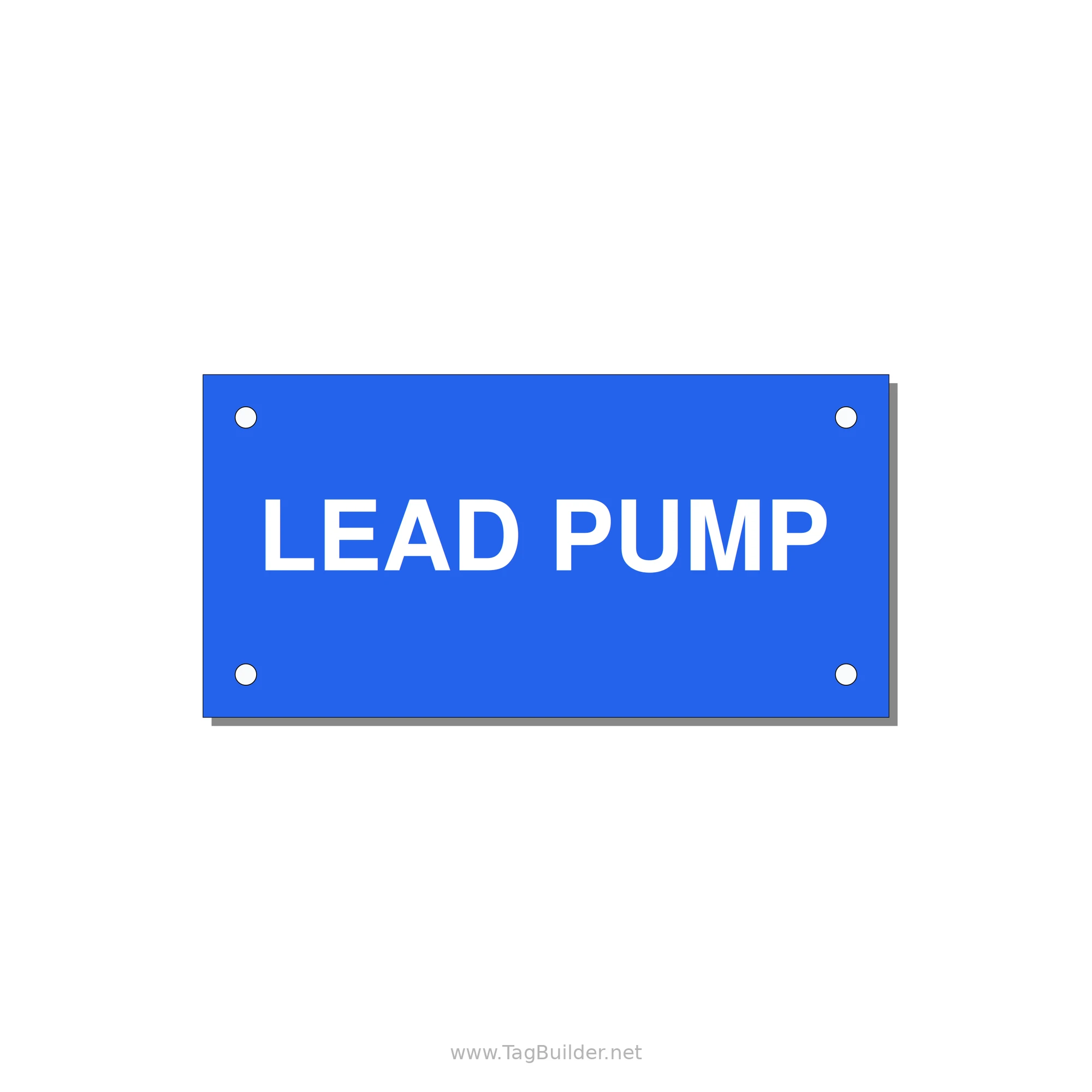 Lead Pump Label – OEM Water Systems — 4x2" White on Blue, Holes