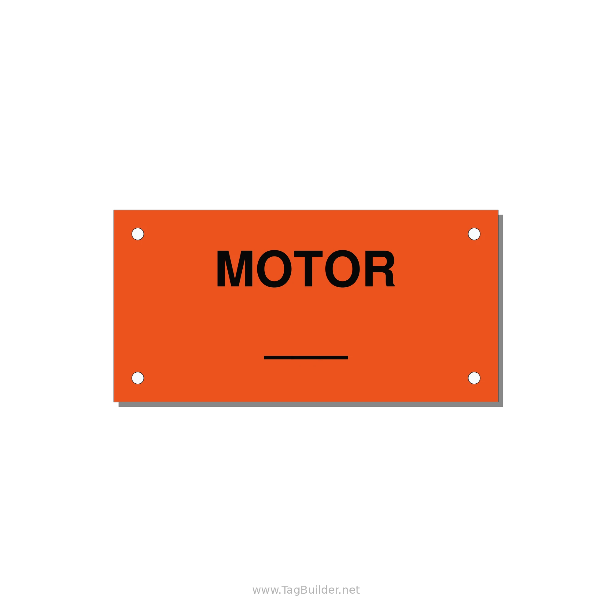 Motor Label – OEM Motion Equipment — 4x2" Black on Orange, Holes