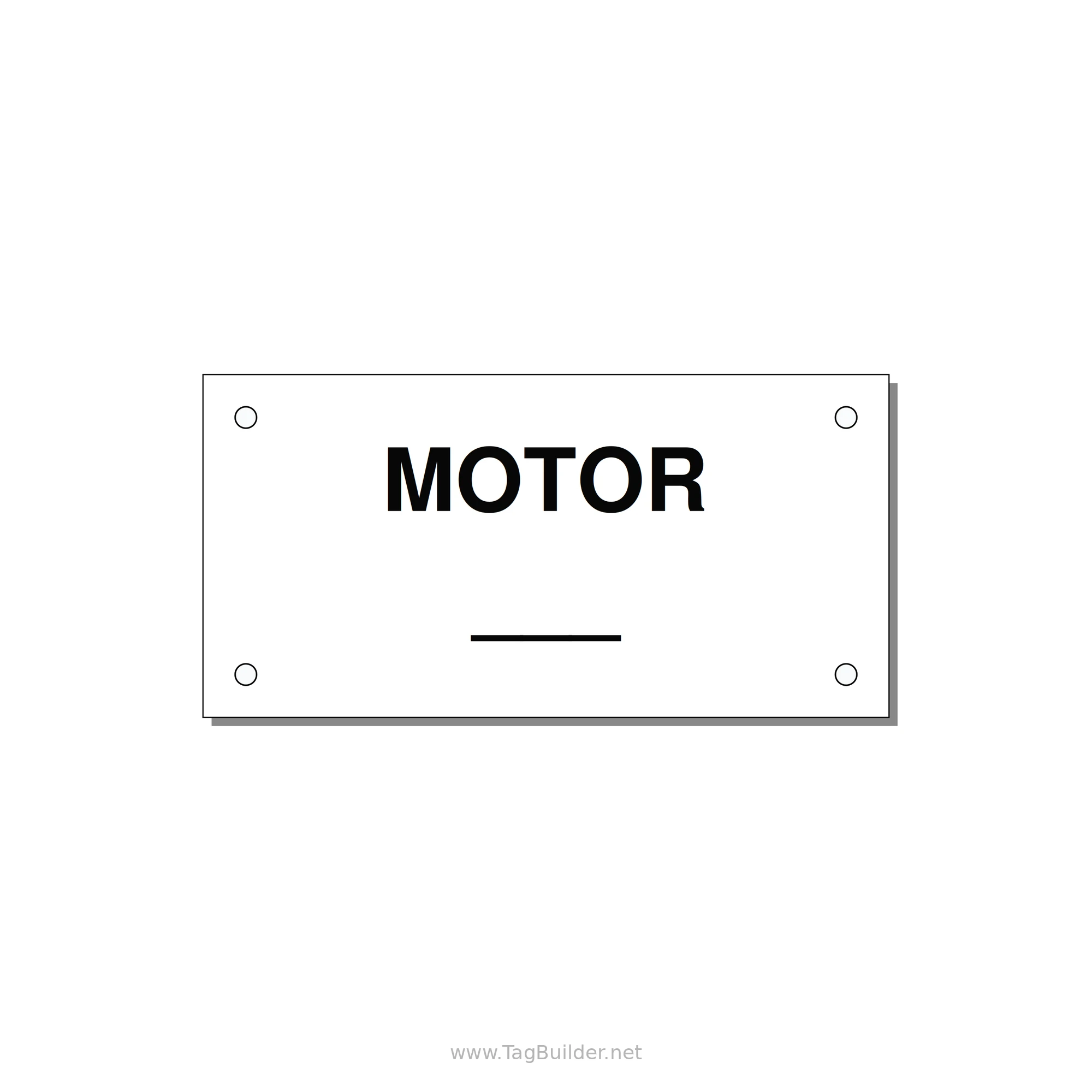 Motor Label – OEM Motion Equipment — 4x2" Black on White, Holes