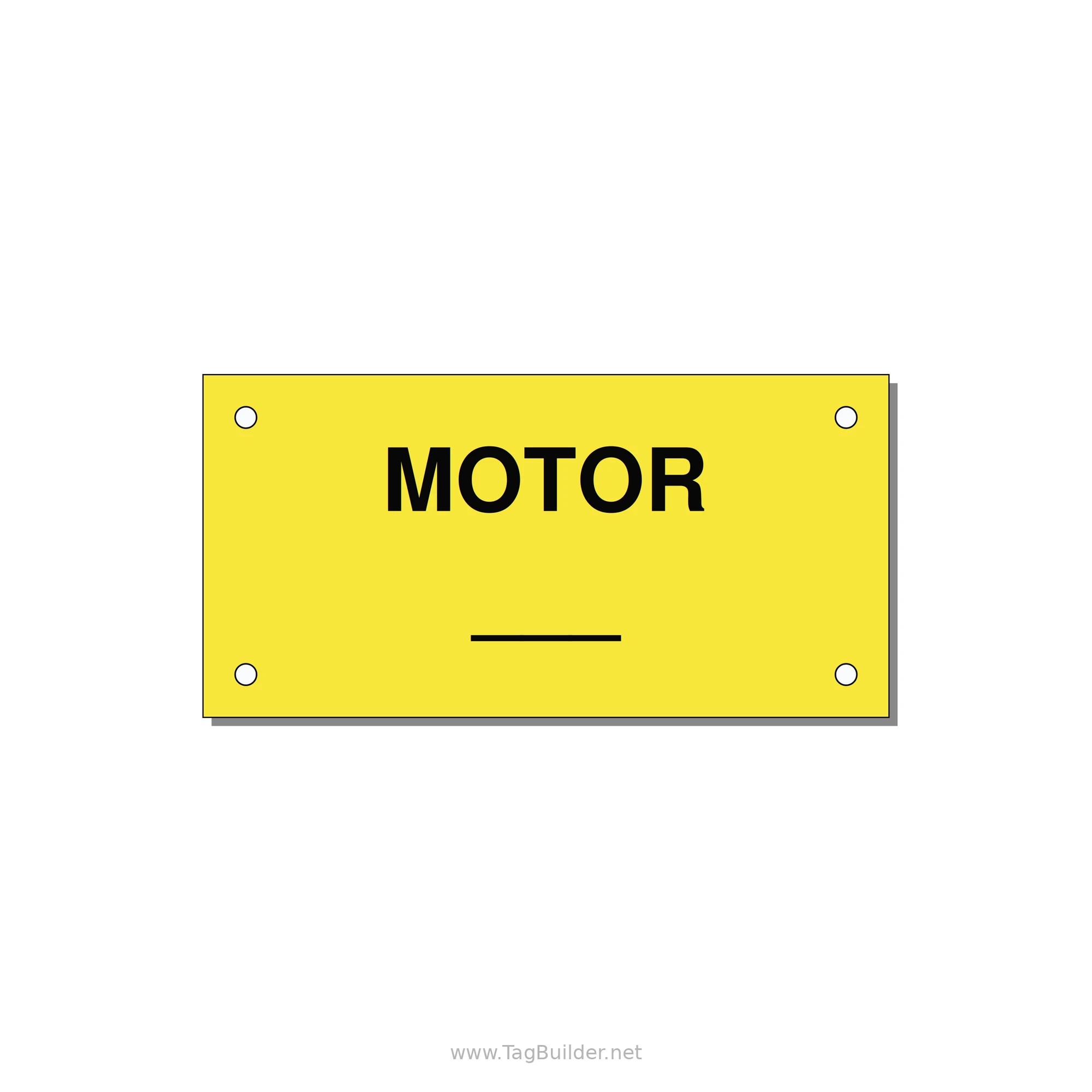 Motor Label – OEM Motion Equipment — 4x2" Black on Yellow, Holes