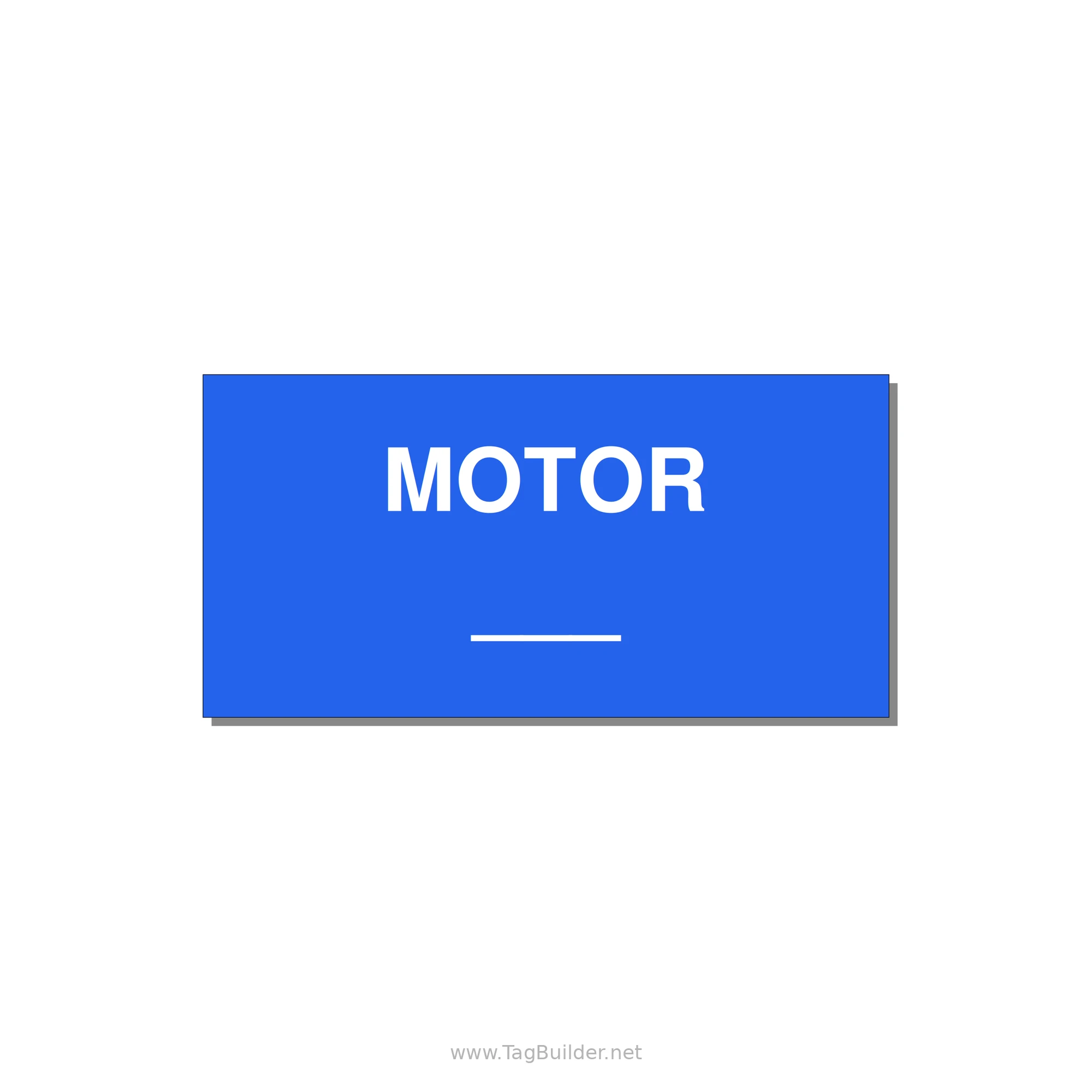 Motor Label – OEM Motion Equipment — 4x2" White on Blue, Adhesive