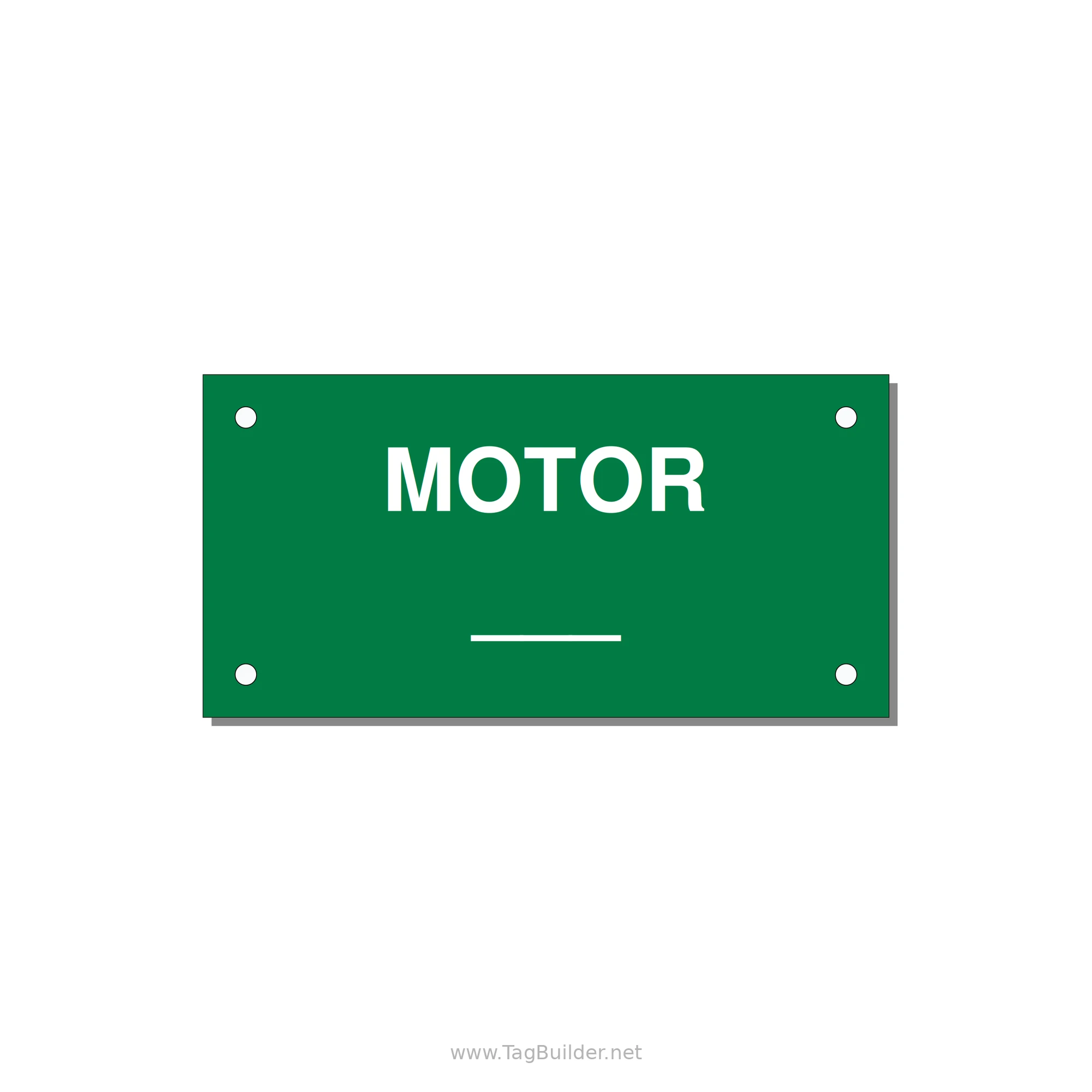 Motor Label – OEM Motion Equipment — 4x2" White on Green, Holes