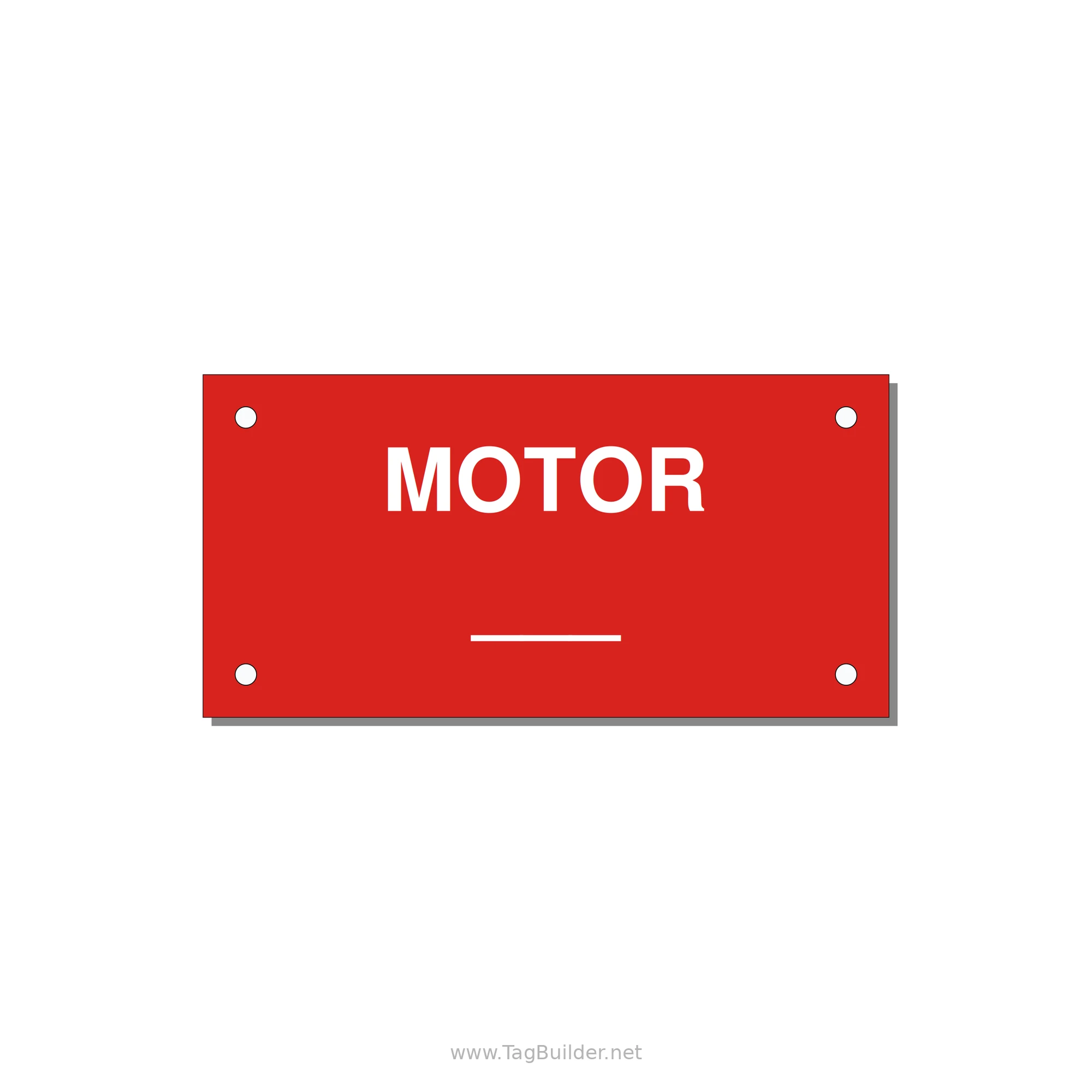 Motor Label – OEM Motion Equipment — 4x2" White on Red, Holes