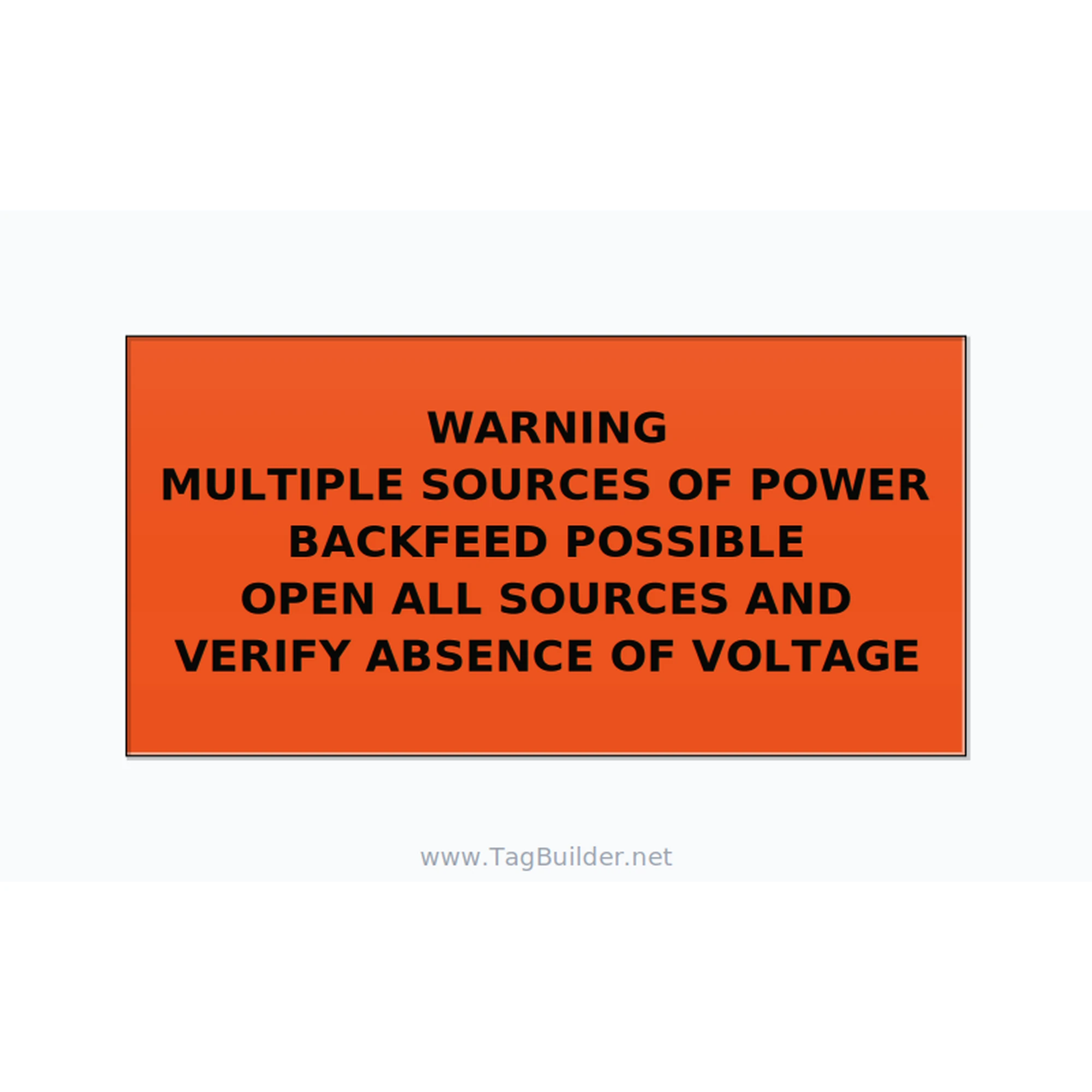 Multiple Power Sources Label (Backfeed Warning) — 4x2 Holes