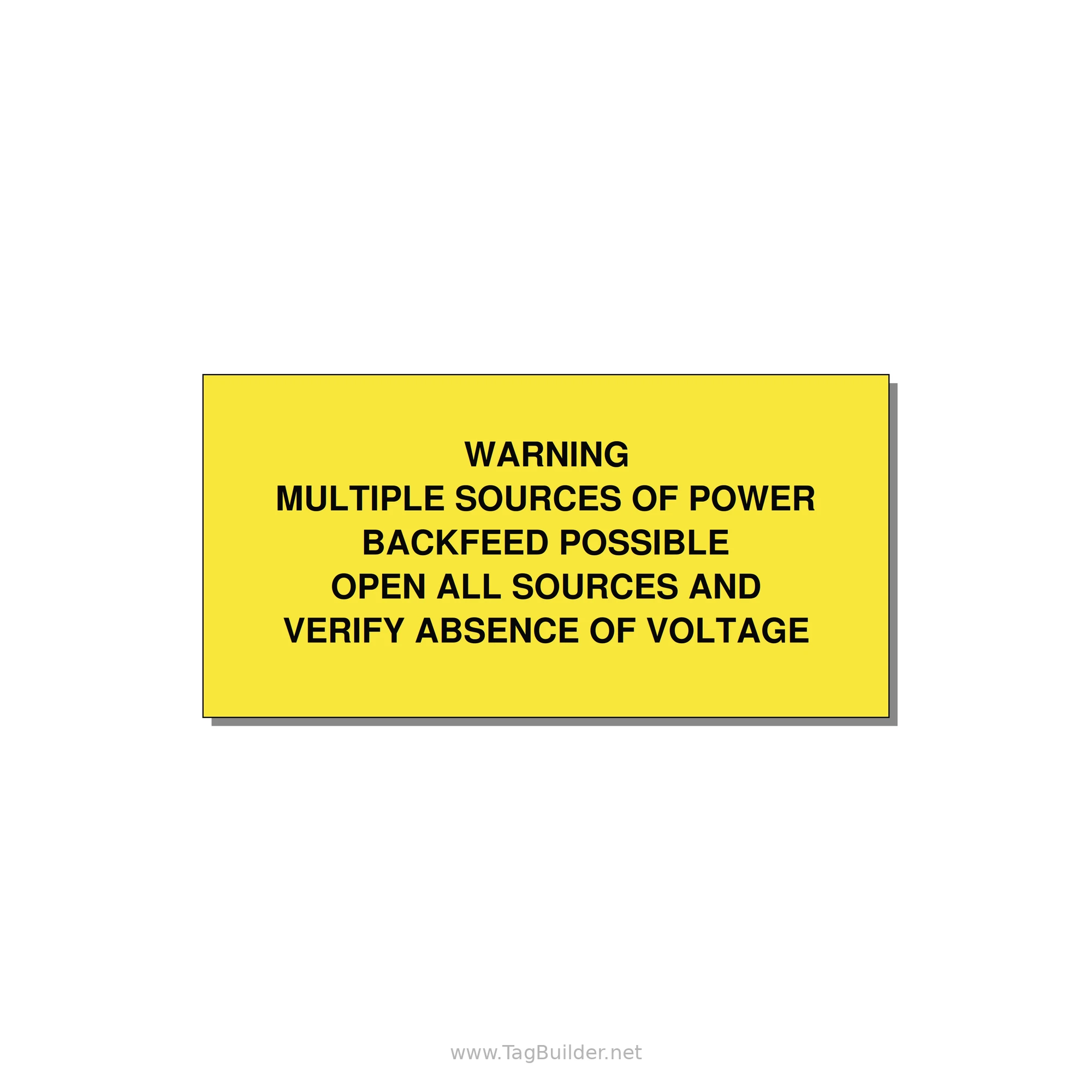 Multiple Power Sources Label (Backfeed Warning) — 4x2" Black on Yellow, Adhesive