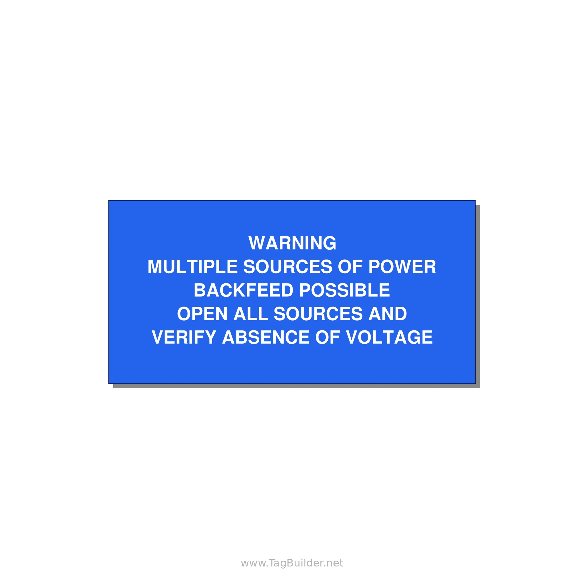 Multiple Power Sources Label (Backfeed Warning) — 4x2" White on Blue, Adhesive