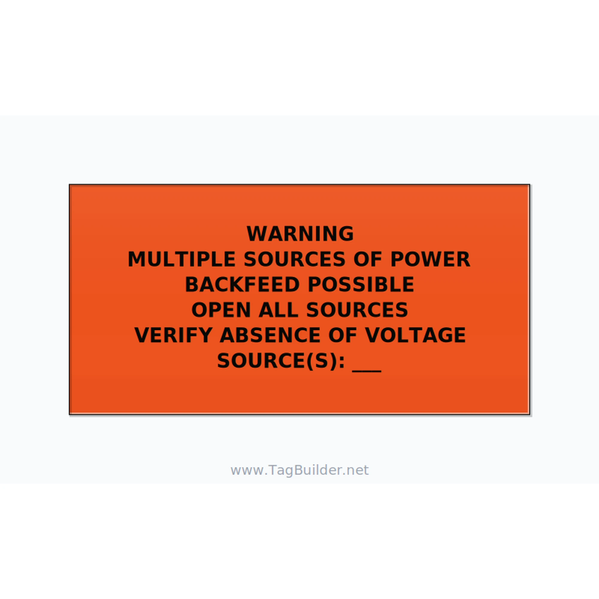 Multiple Power Sources Label (Backfeed Warning) — 6x3 Adhesive