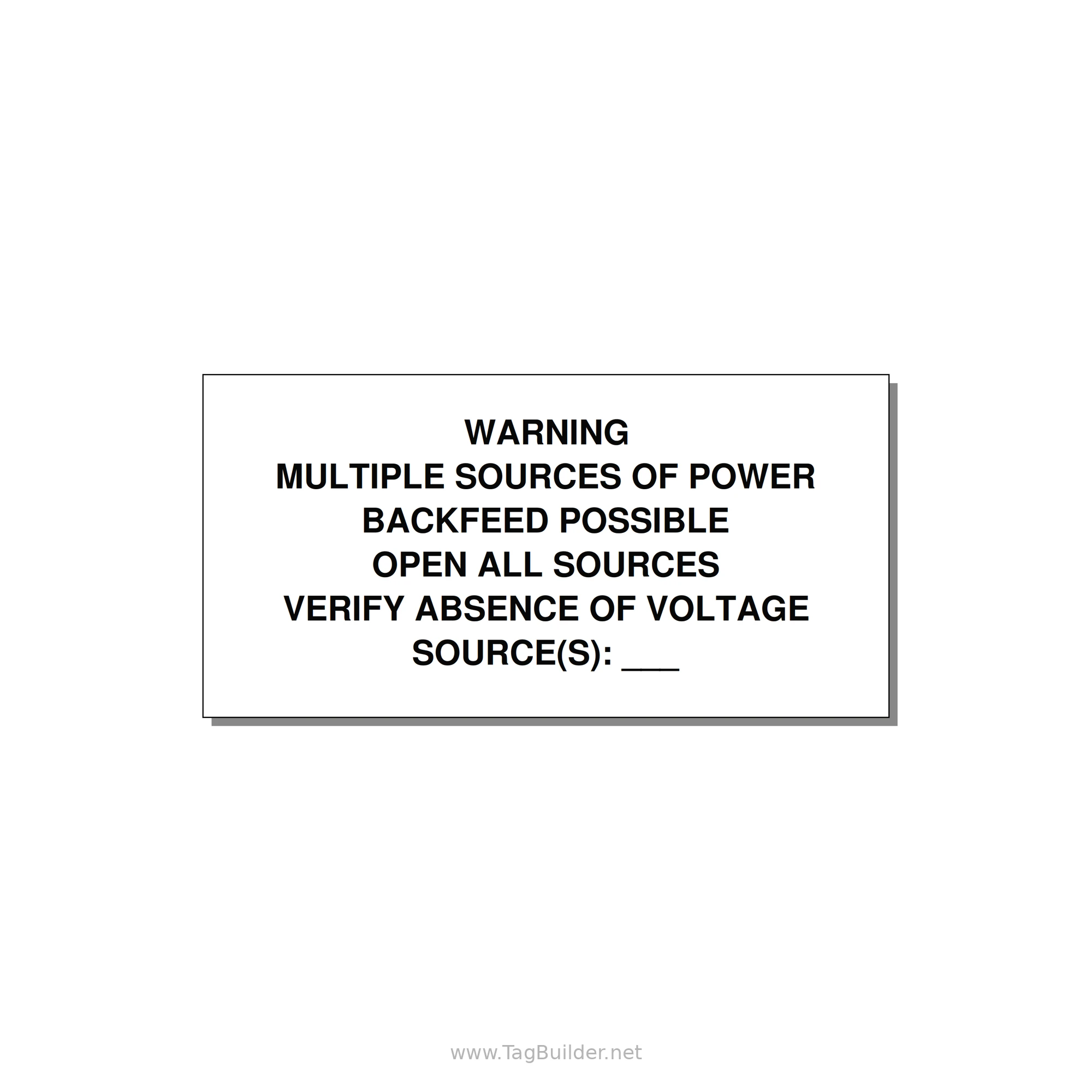 Multiple Power Sources Label (Backfeed Warning) — 6x3" Black on White, Adhesive