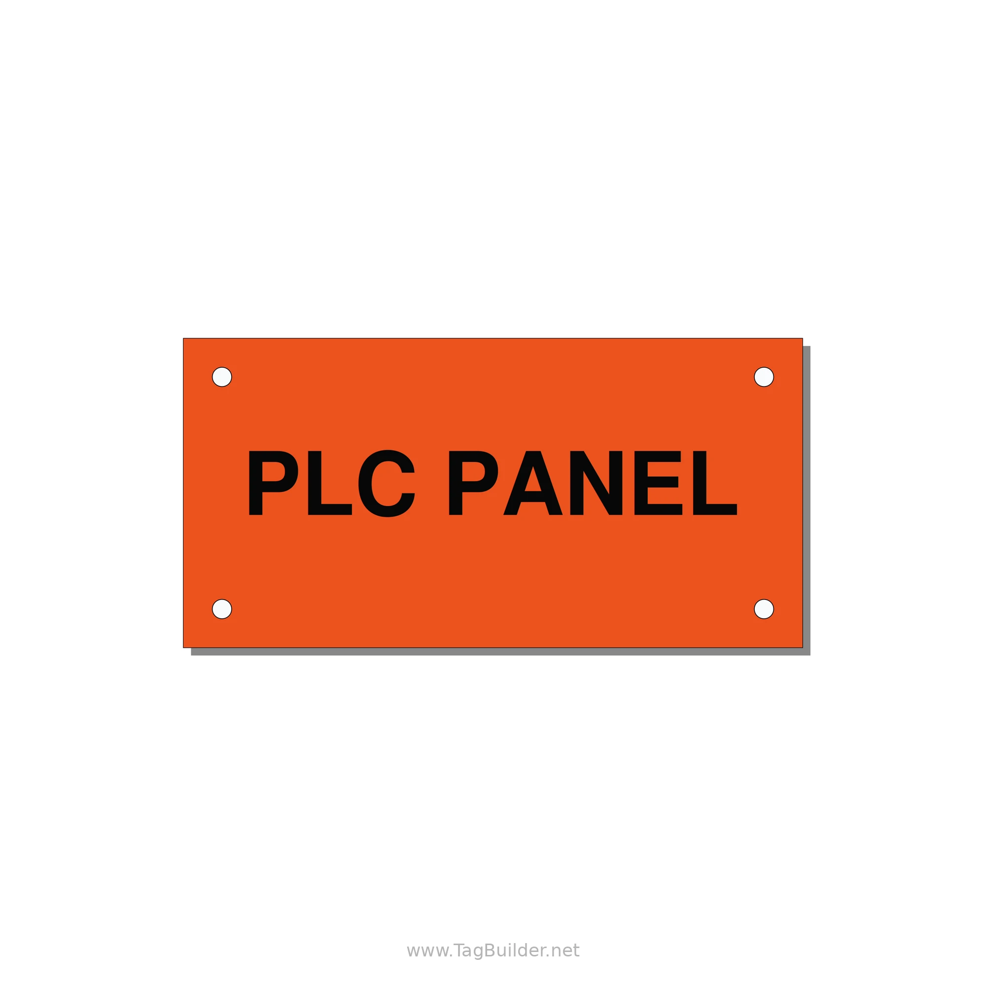 PLC Panel Label – OEM Automation Equipment — 4x2" Black on Orange, Holes