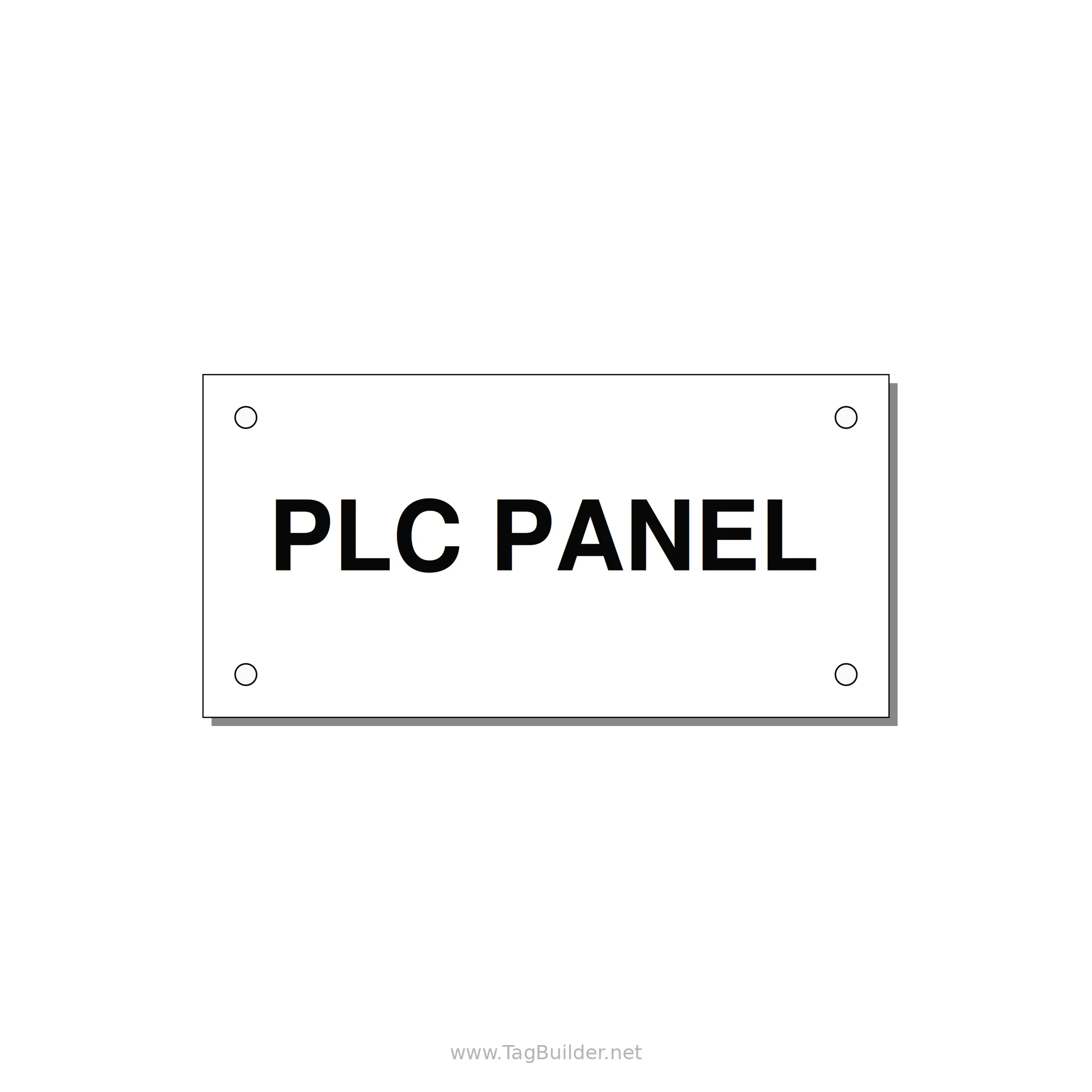 PLC Panel Label – OEM Automation Equipment — 4x2" Black on White, Holes