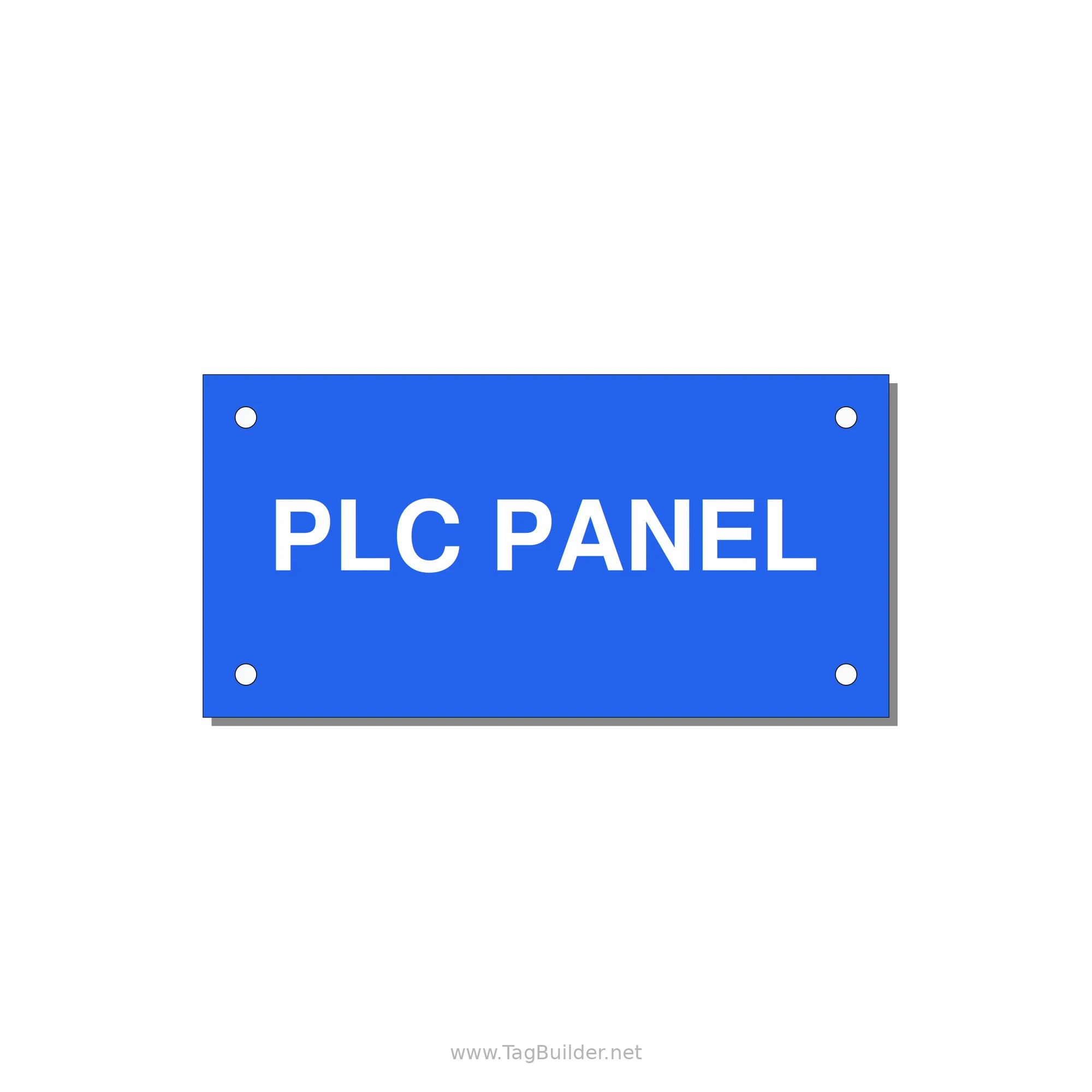 PLC Panel Label – OEM Automation Equipment — 4x2" White on Blue, Holes