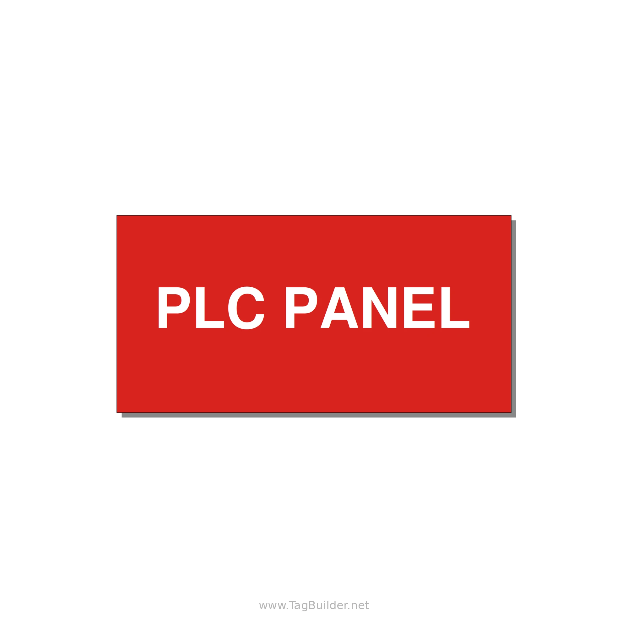 PLC Panel Label – OEM Automation Equipment — 4x2" White on Red, Adhesive