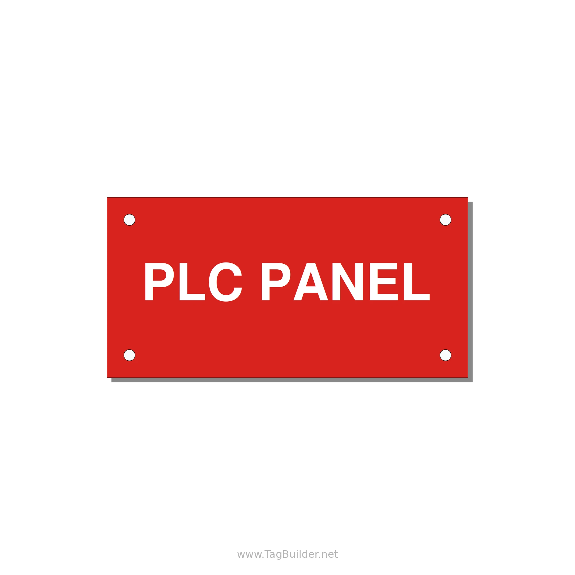PLC Panel Label – OEM Automation Equipment — 4x2" White on Red, Holes