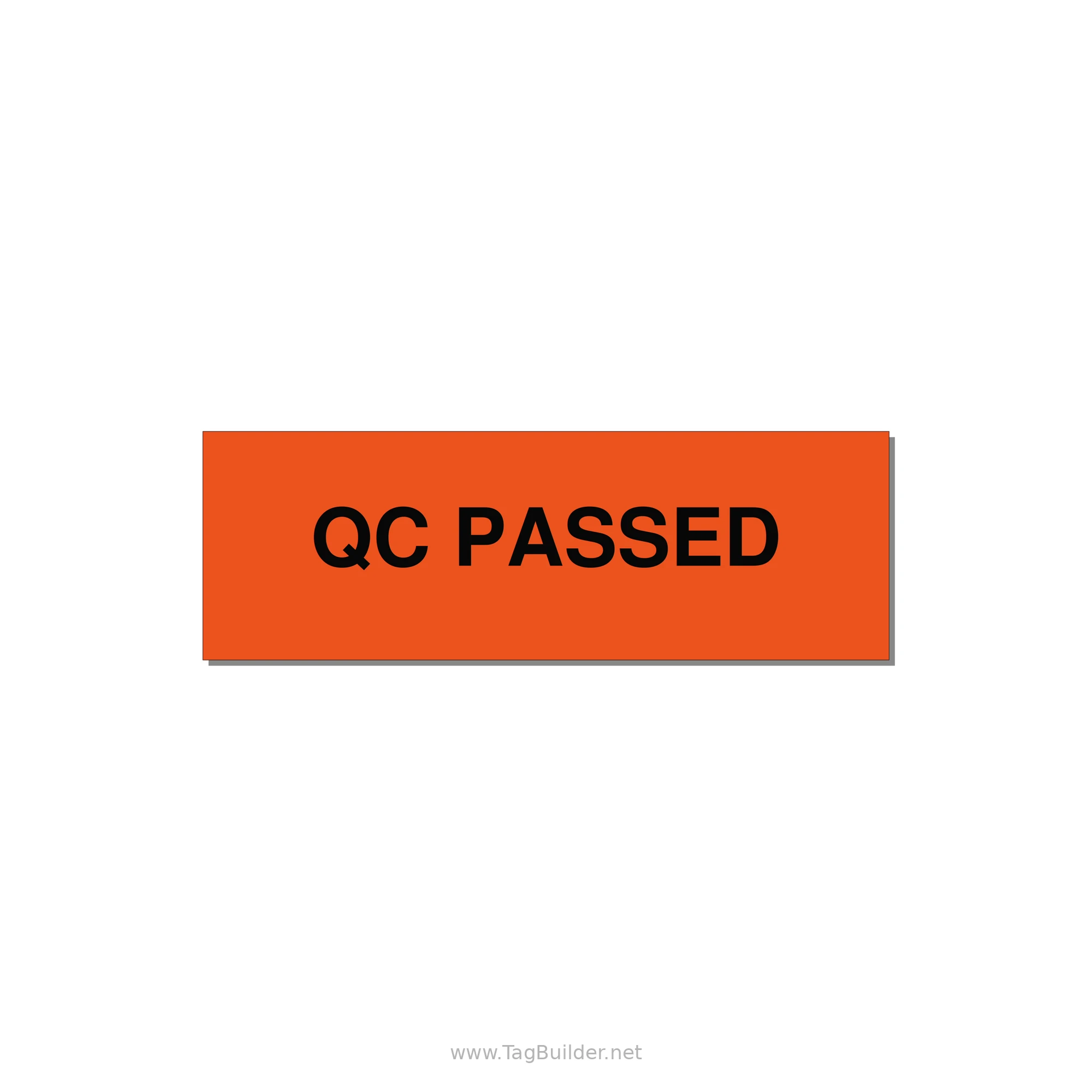 QC Passed Label – OEM Manufacturing — 3x1" Black on Orange, Adhesive