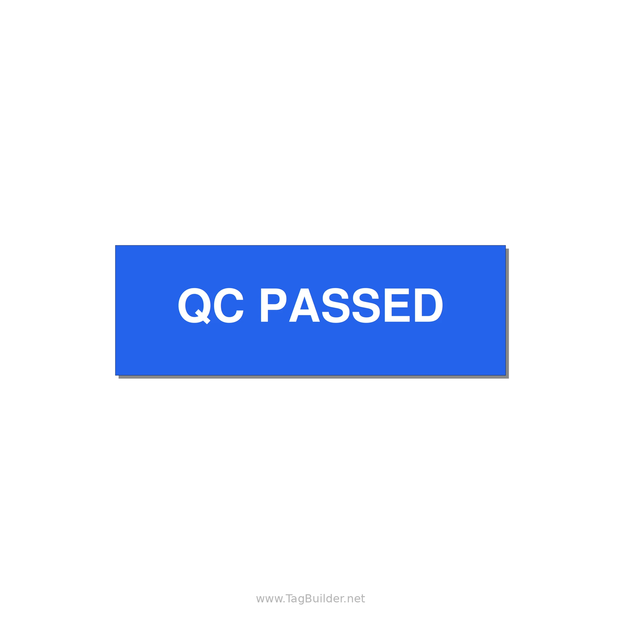 QC Passed Label – OEM Manufacturing — 3x1" White on Blue, Holes