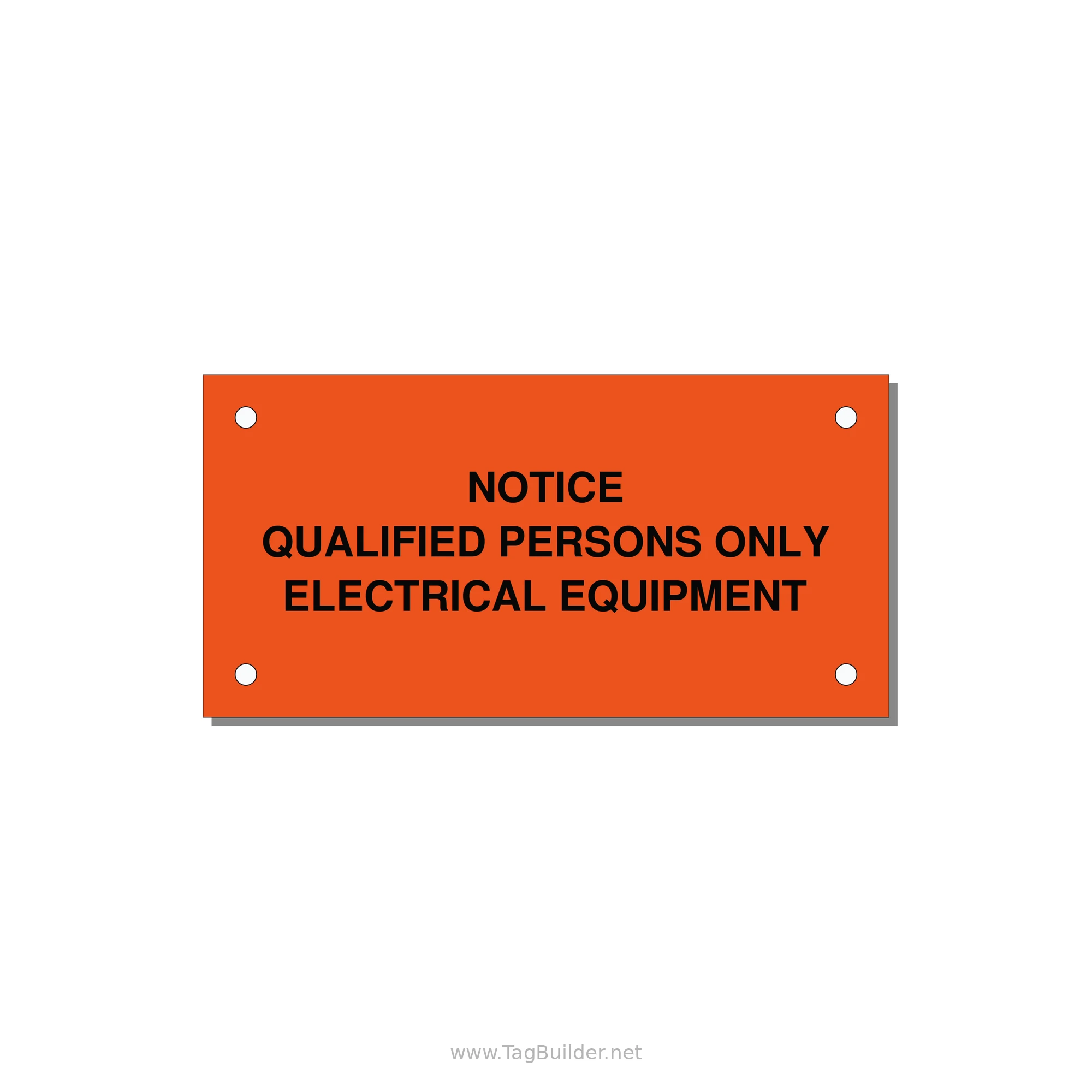 Qualified Persons Only Label — 4x2" Black on Orange, Holes