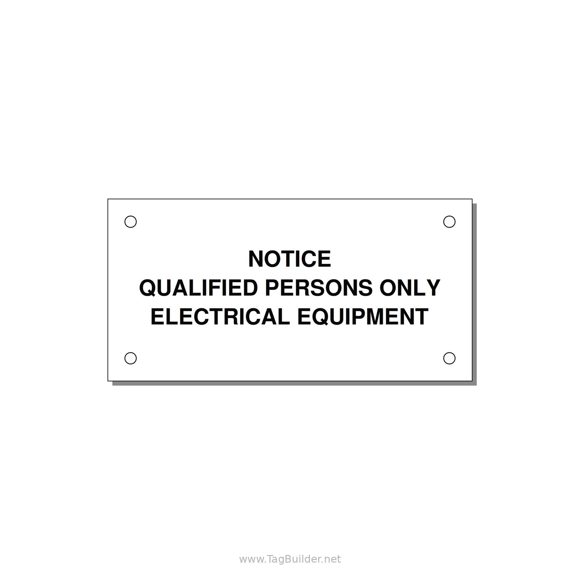 Qualified Persons Only Label — 4x2" Black on White, Holes