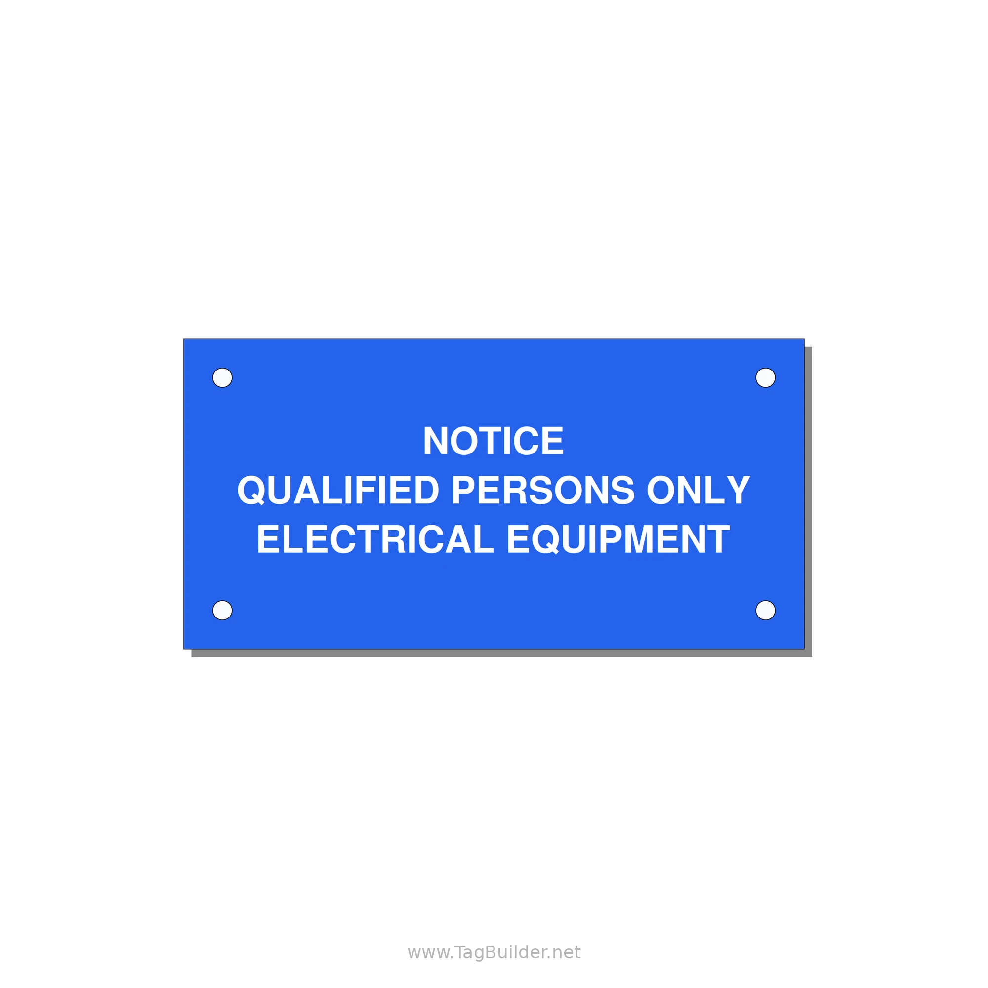Qualified Persons Only Label — 4x2" White on Blue, Holes