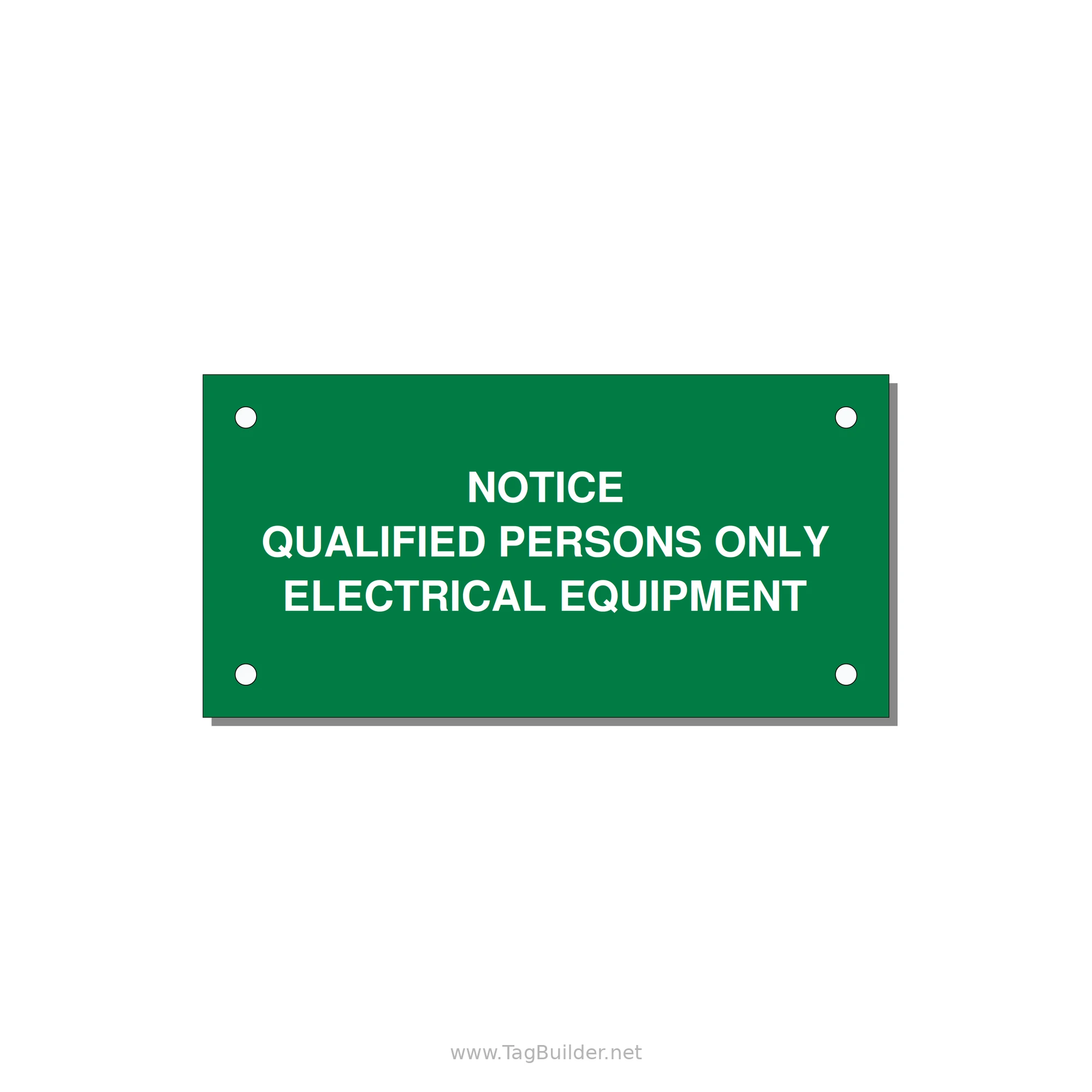 Qualified Persons Only Label — 4x2" White on Green, Holes