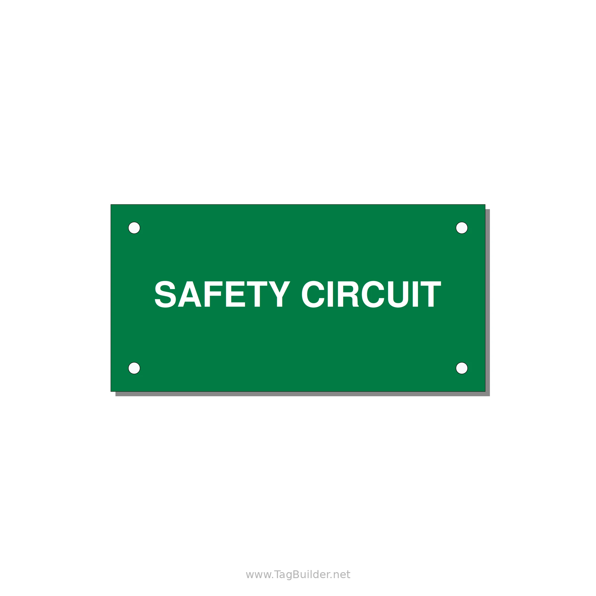 Safety Circuit Label – OEM Machine Safety — 4x2" White on Green, Holes