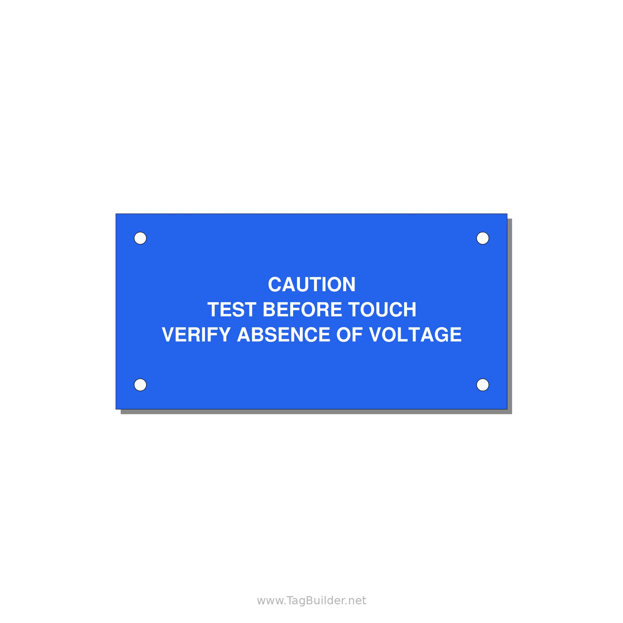 Test Before Touch Label — 4x2" White on Blue, Holes