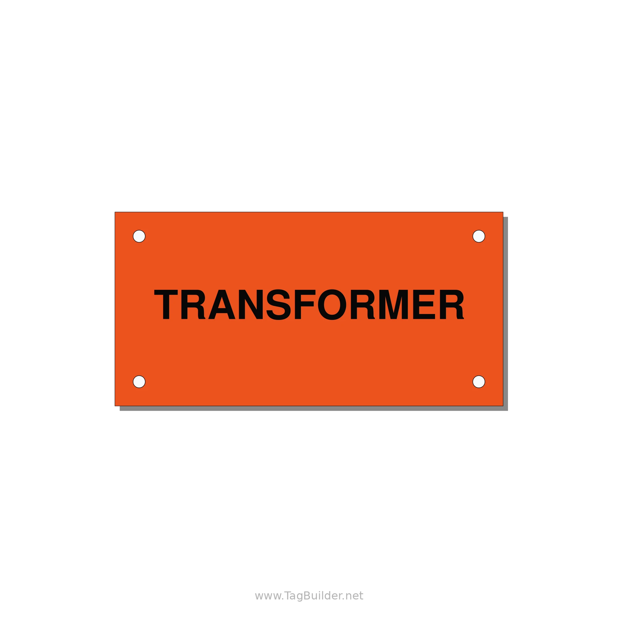 Transformer Label – OEM Power Equipment — 4x2" Black on Orange, Holes