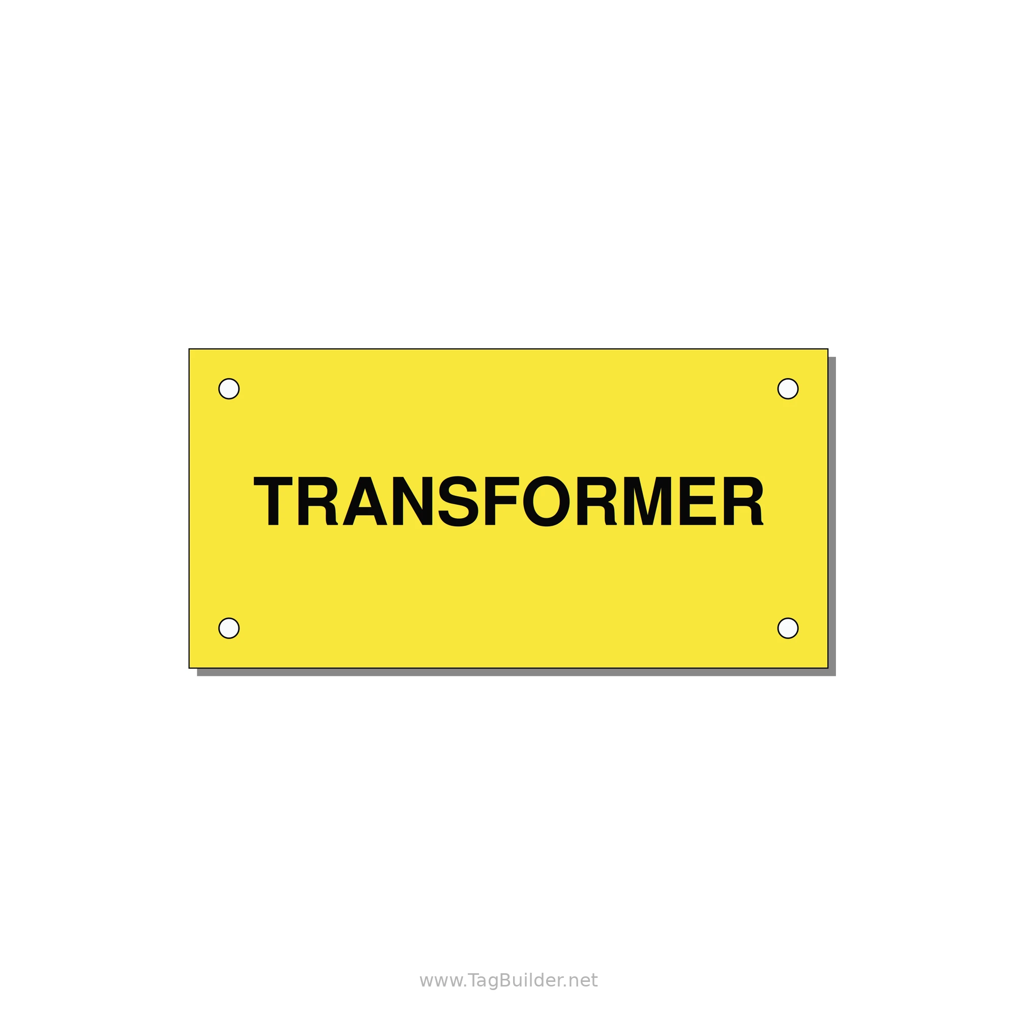 Transformer Label – OEM Power Equipment — 4x2" Black on Yellow, Holes
