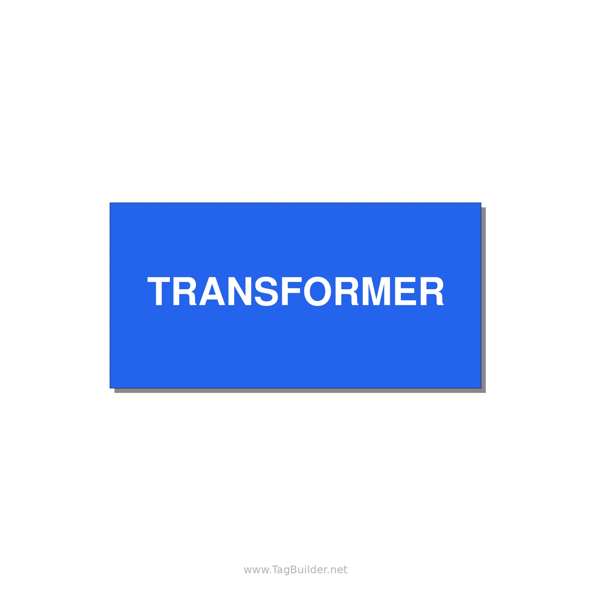 Transformer Label – OEM Power Equipment — 4x2" White on Blue, Adhesive