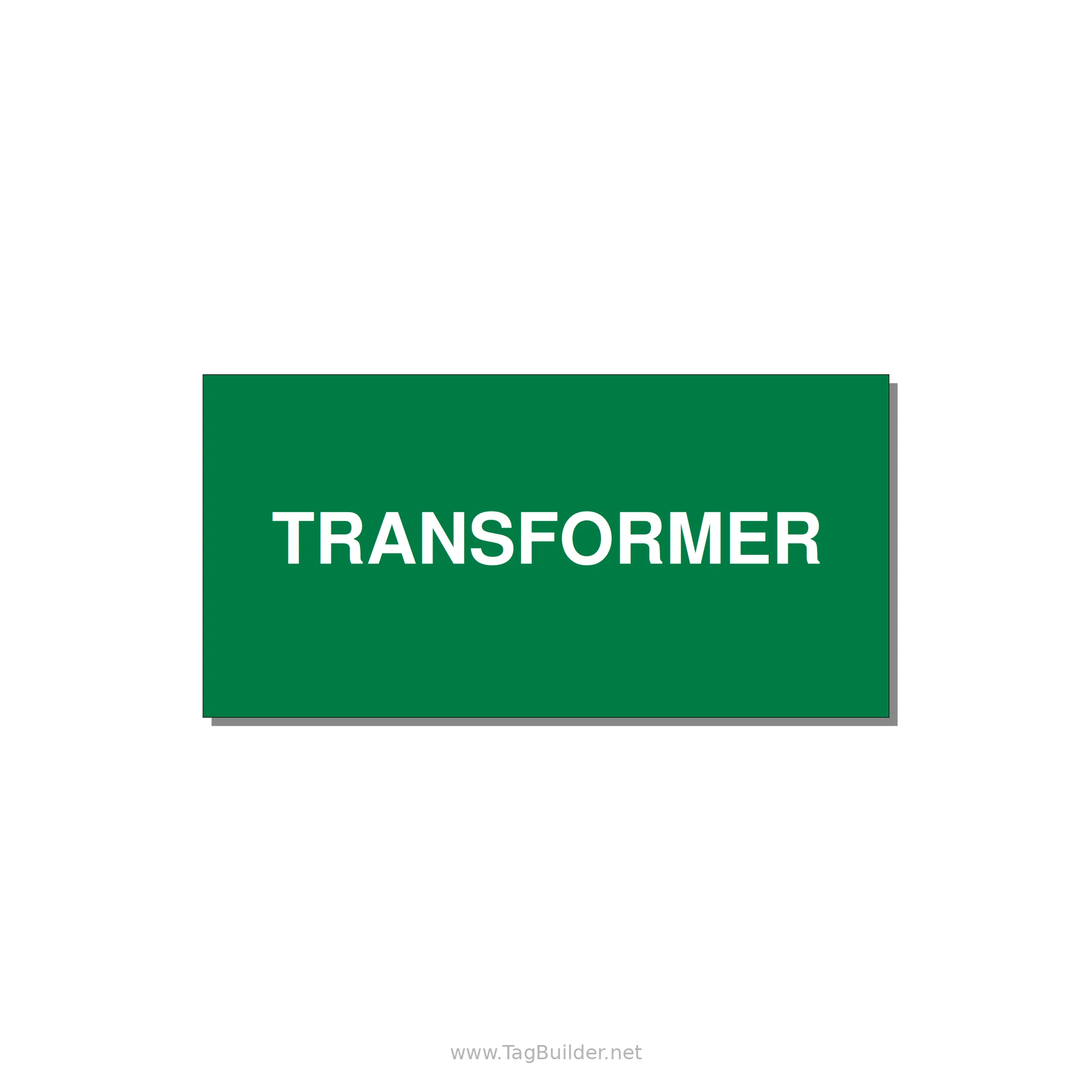 Transformer Label – OEM Power Equipment — 4x2" White on Green, Adhesive
