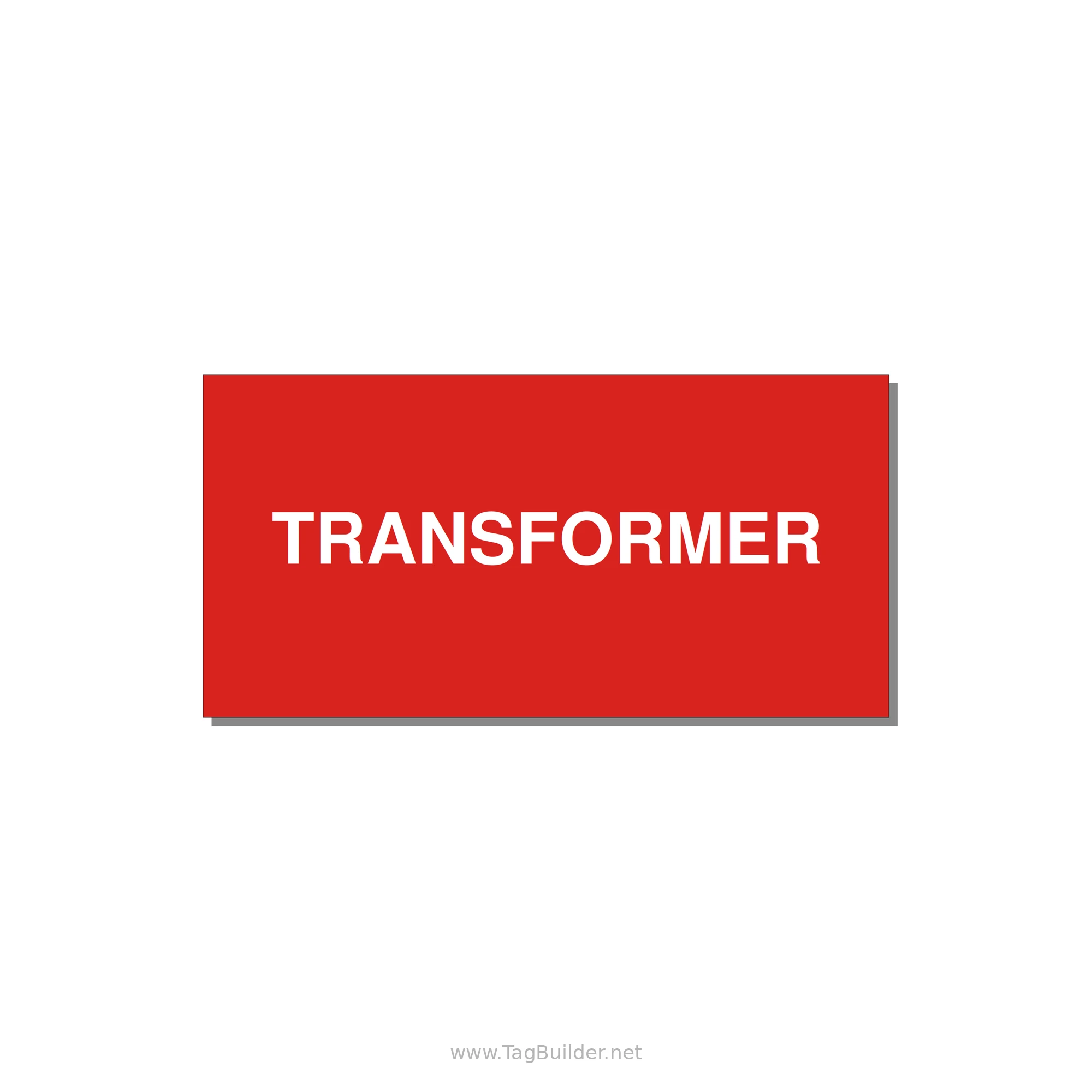 Transformer Label – OEM Power Equipment — 4x2" White on Red, Adhesive
