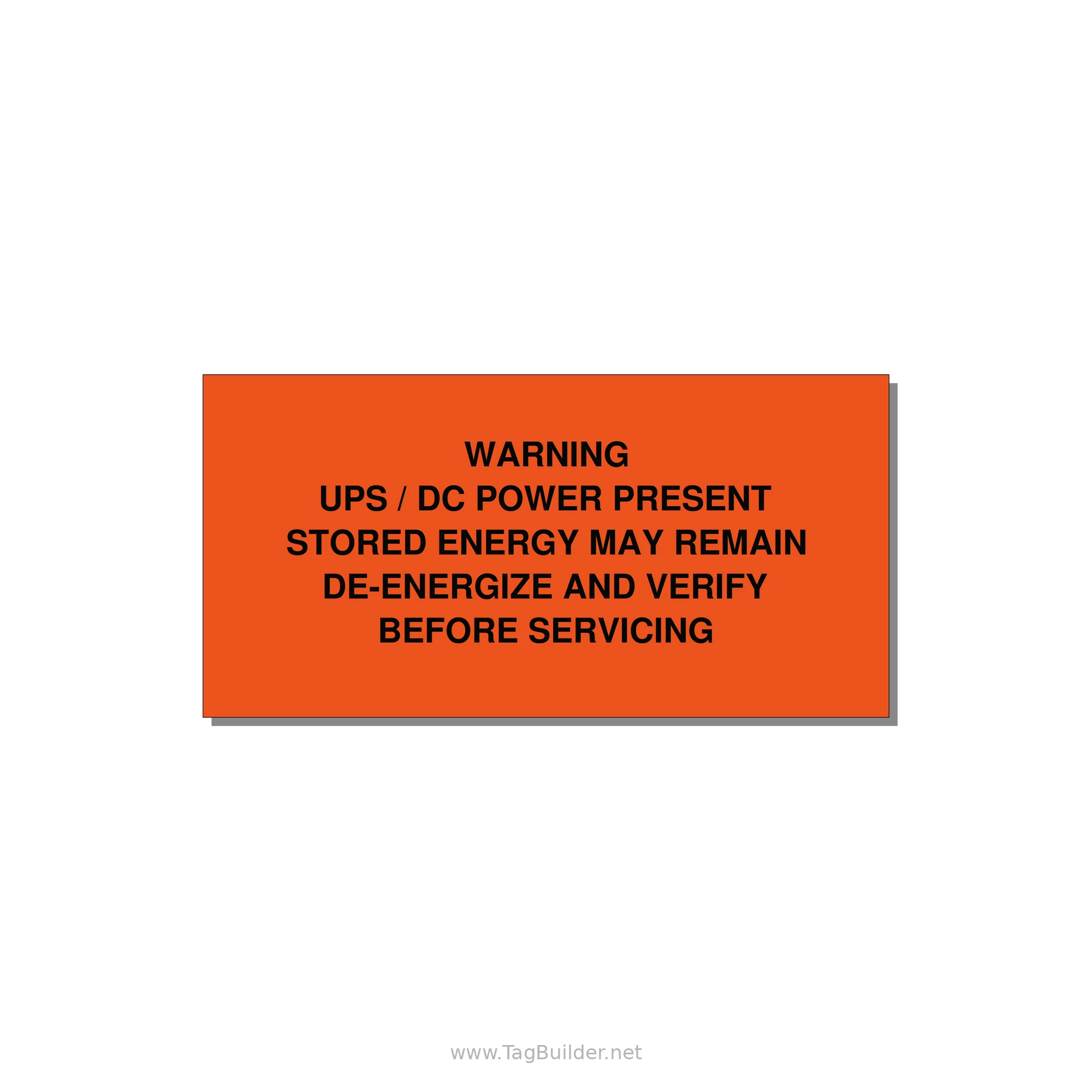UPS / DC Power Present Label — 4x2" Black on Orange, Adhesive