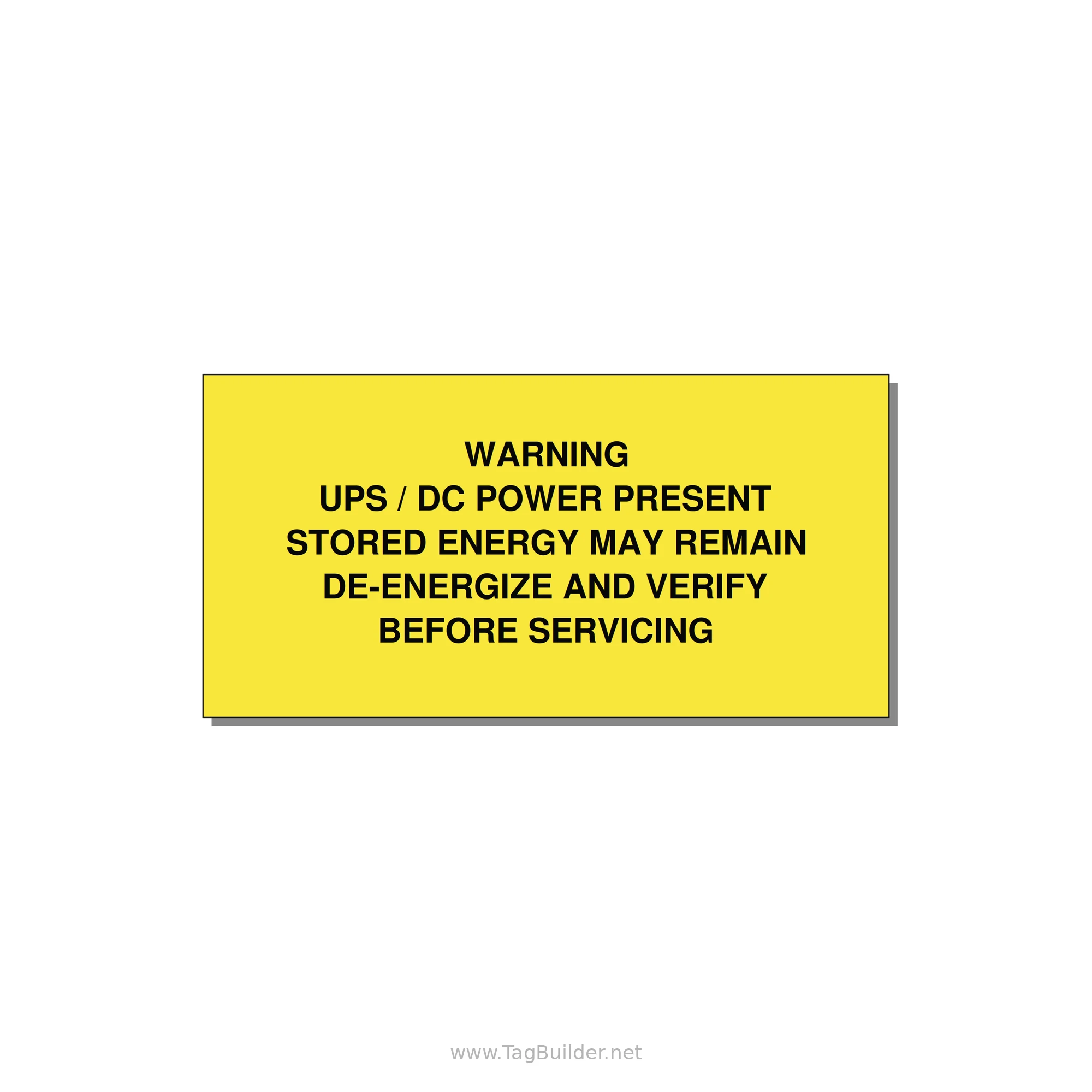 UPS / DC Power Present Label — 4x2" Black on Yellow, Adhesive