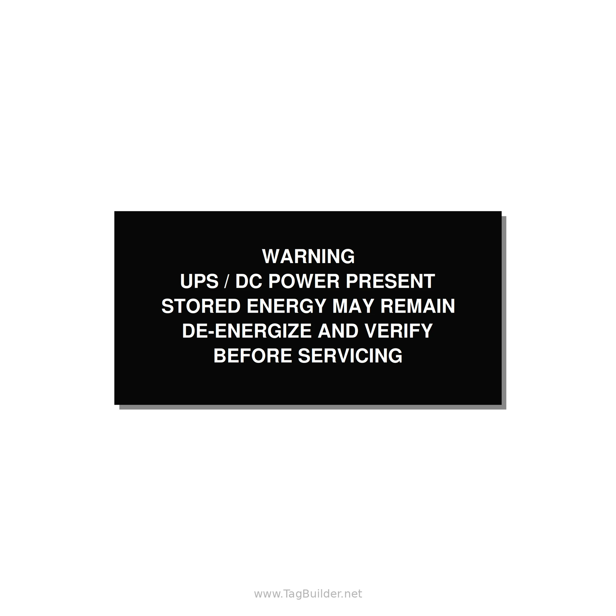UPS / DC Power Present Label — 4x2" White on Black, Adhesive