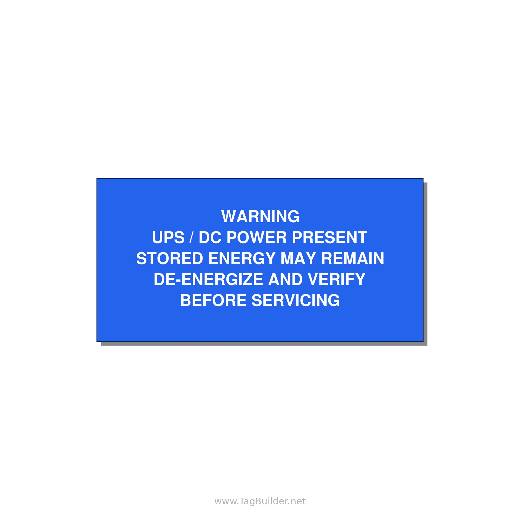 UPS / DC Power Present Label — 4x2" White on Blue, Adhesive