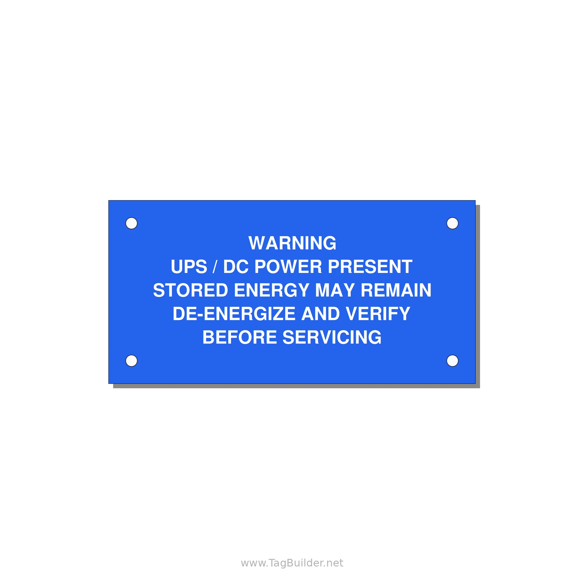 UPS / DC Power Present Label — 4x2" White on Blue, Holes