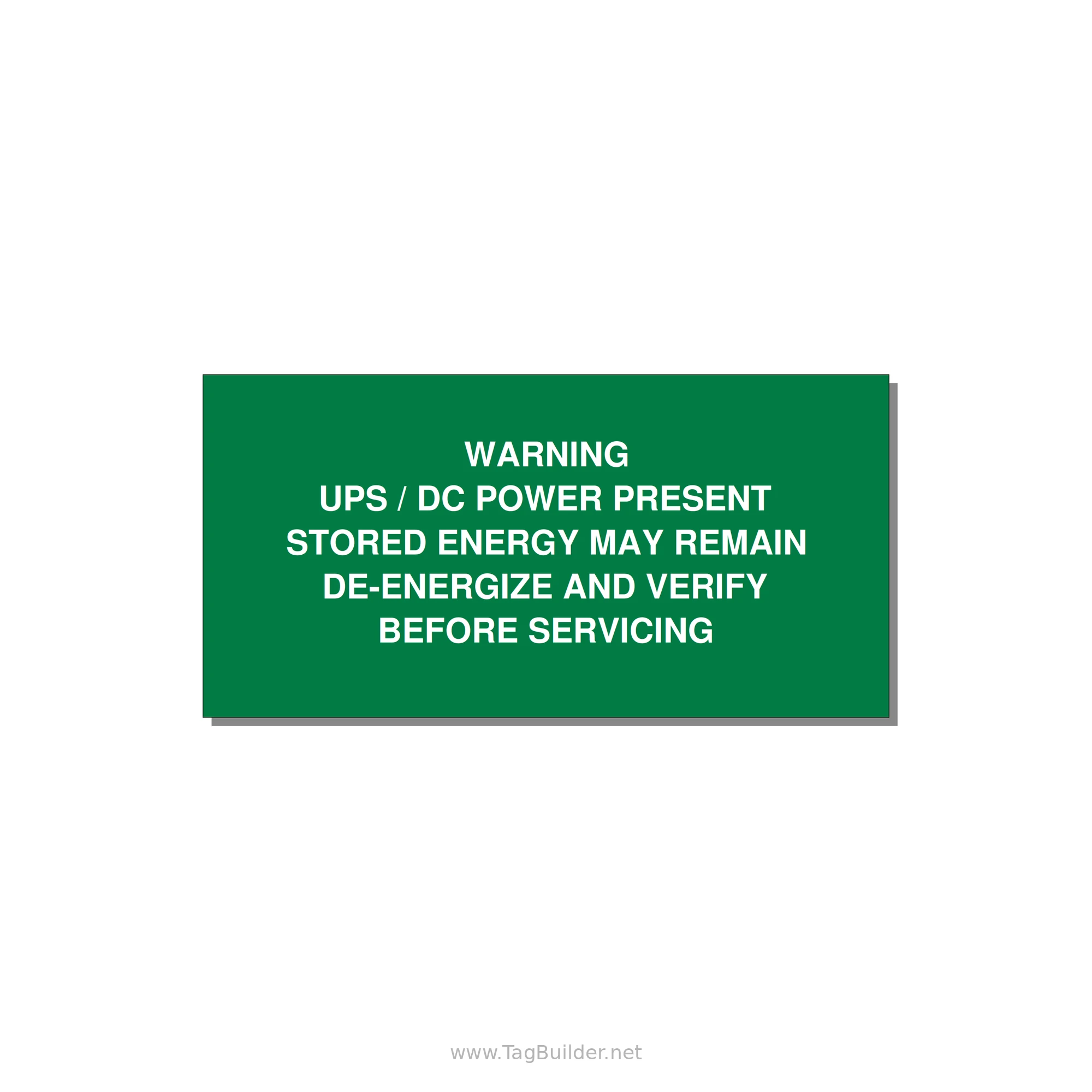 UPS / DC Power Present Label — 4x2" White on Green, Adhesive