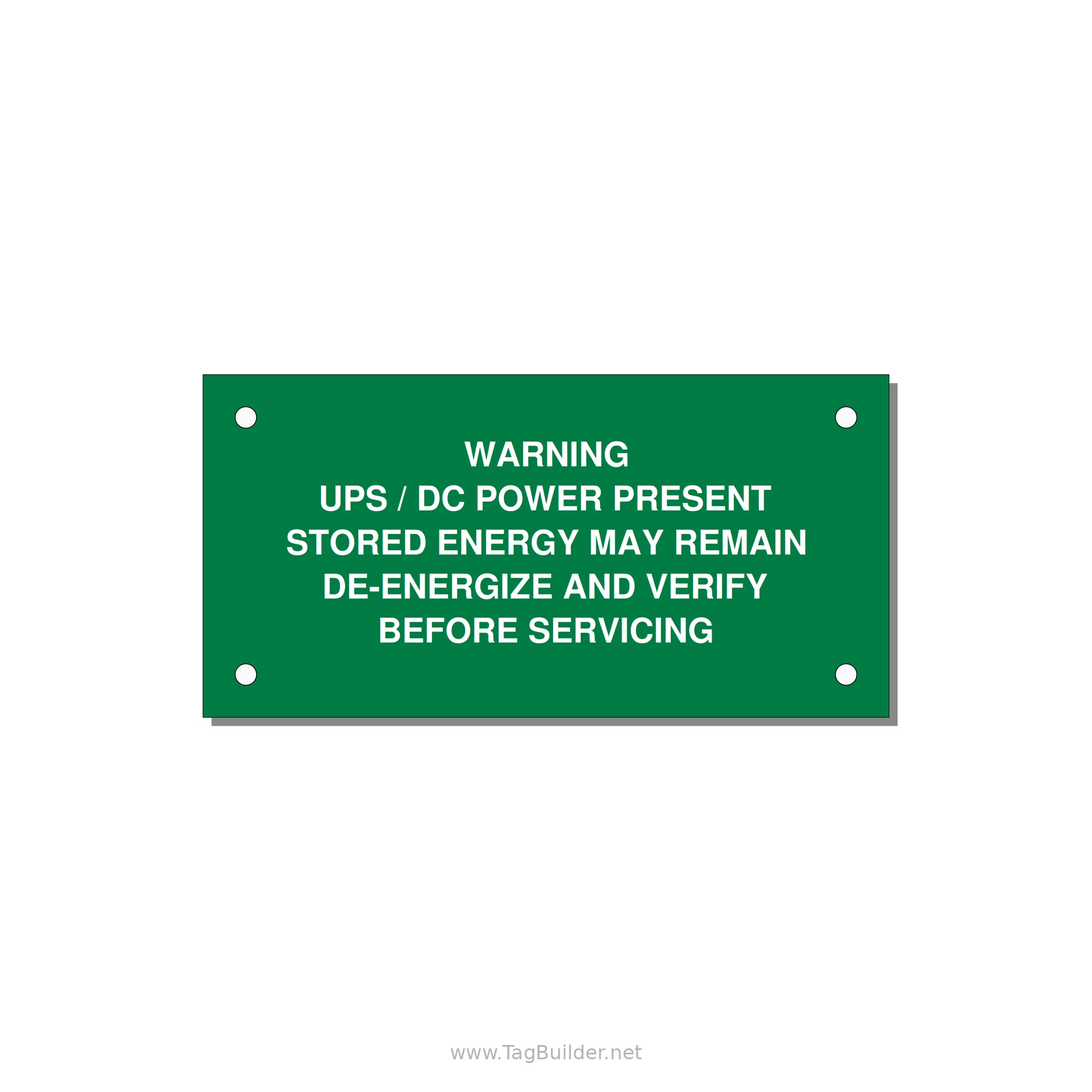 UPS / DC Power Present Label — 4x2" White on Green, Holes