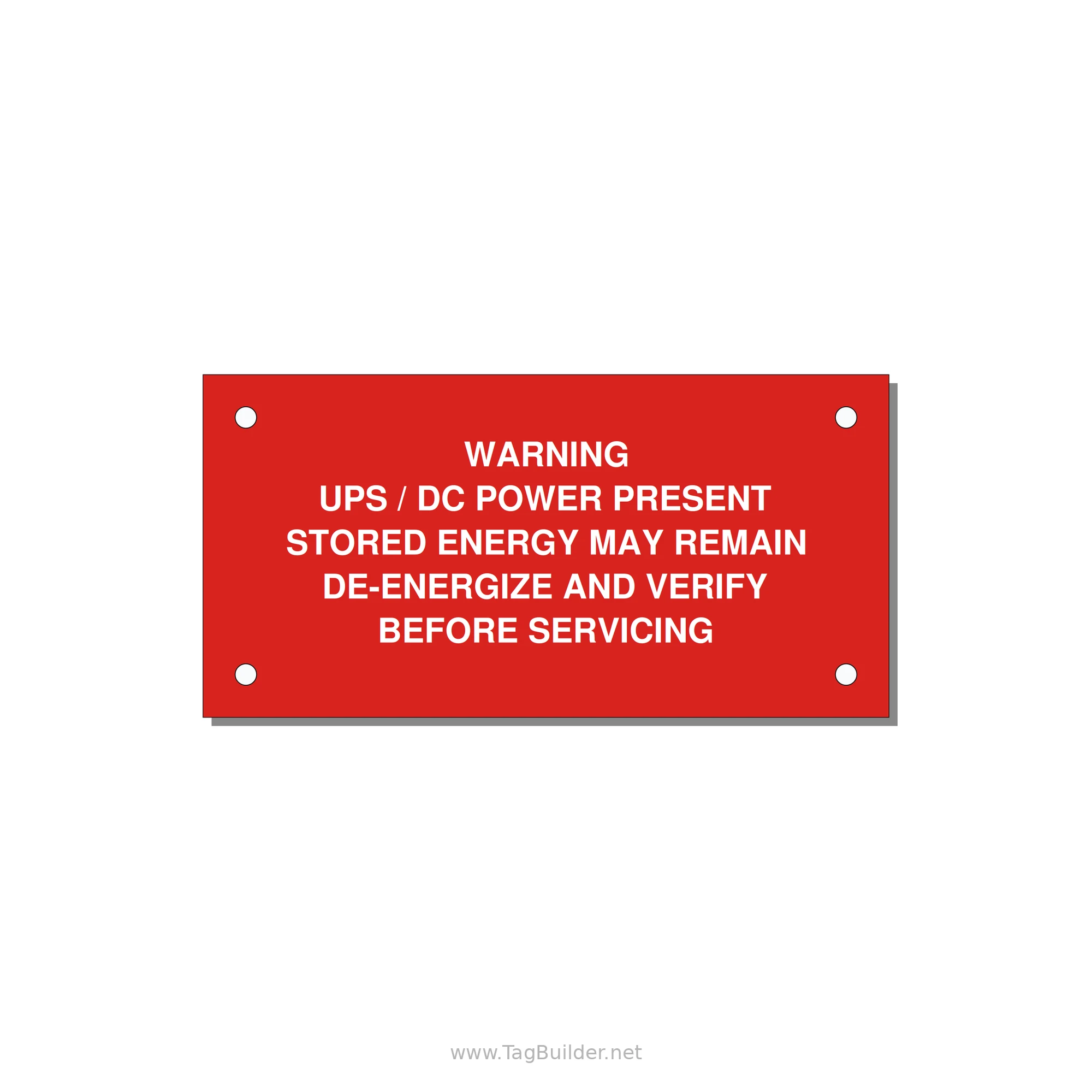 UPS / DC Power Present Label — 4x2" White on Red, Holes