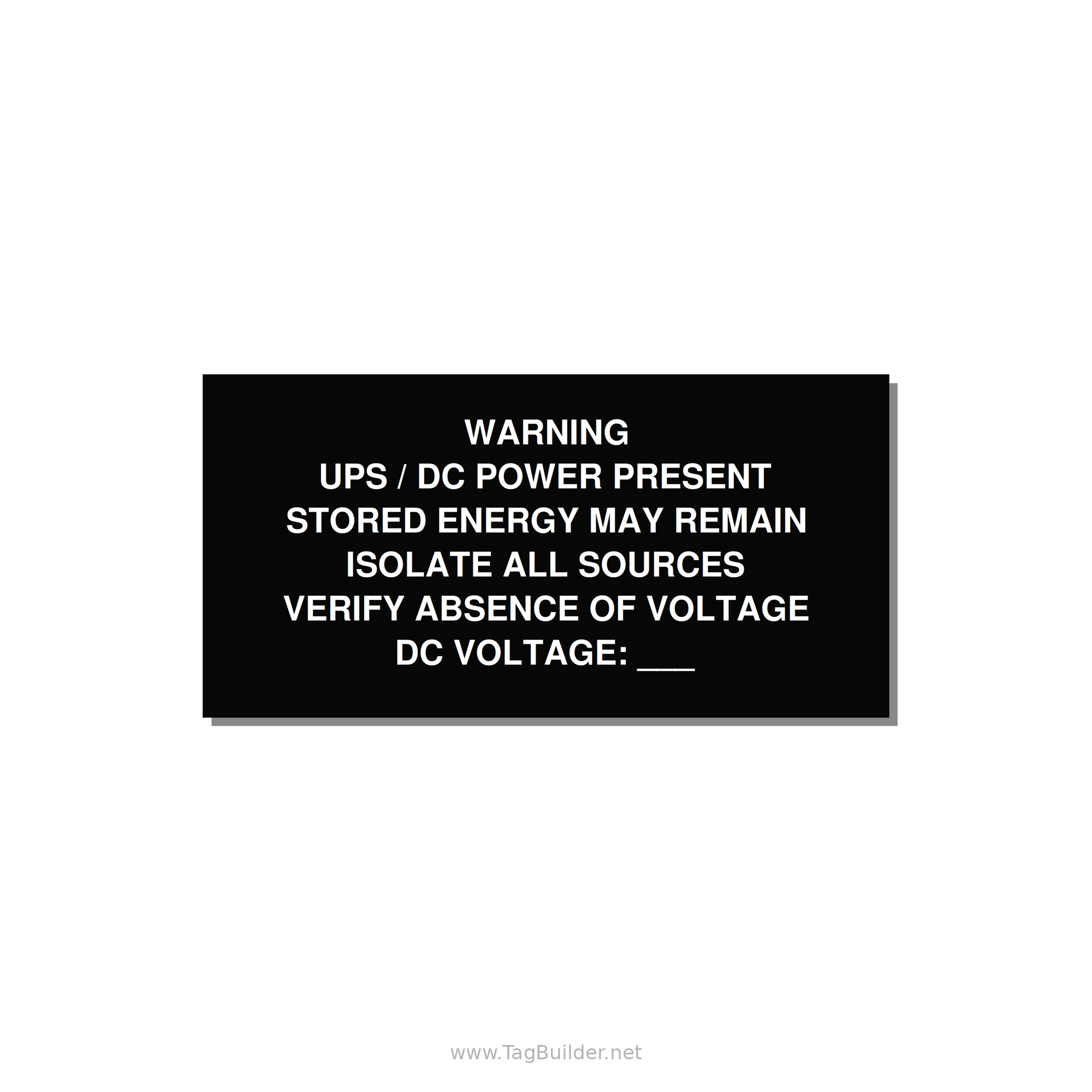 UPS / DC Power Present Label — 6x3" White on Black, Adhesive