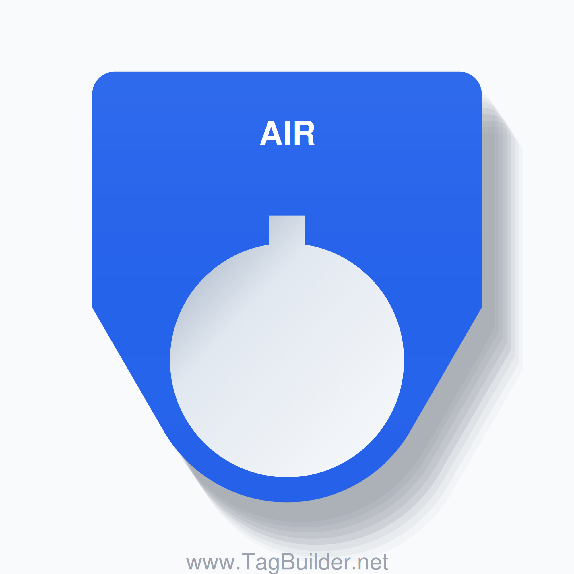 22mm Ring Tag – AIR, Single-Line Traditional, Allen-Bradley Compatible, White on Blue