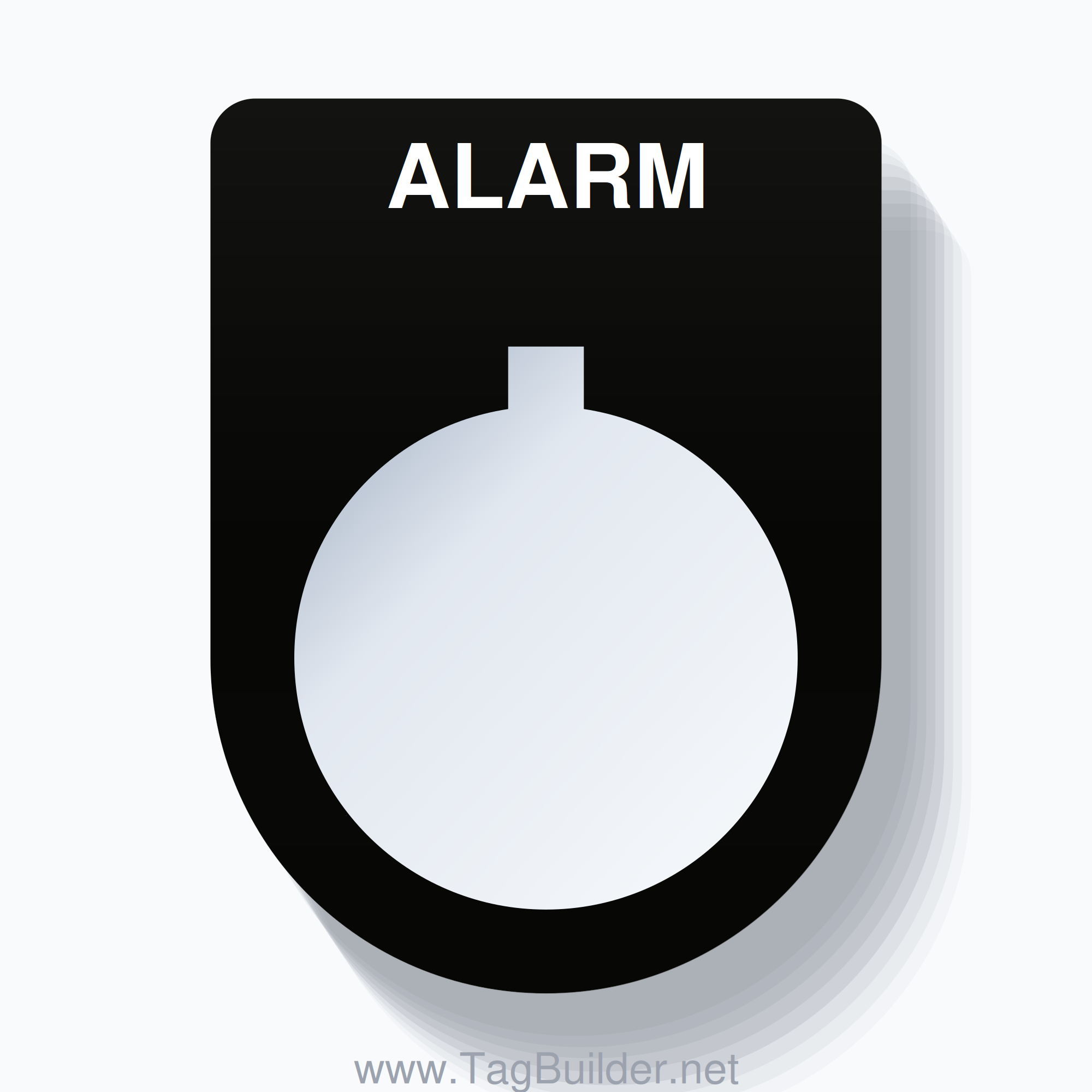 22mm Ring Tag – ALARM, Single-Line Slim, Allen-Bradley Compatible, White on Black
