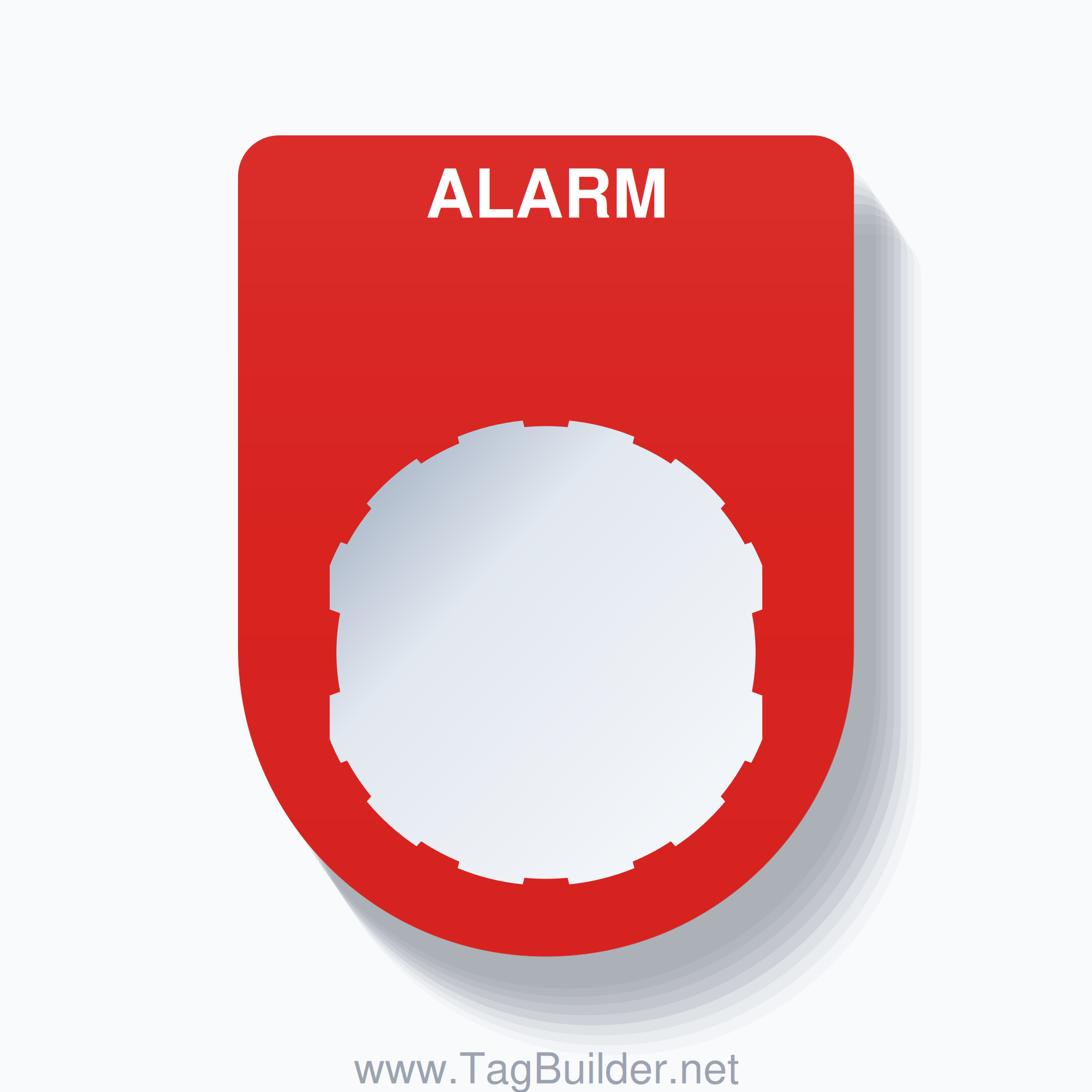 22mm Ring Tag – ALARM, Single-Line Slim, Schneider Electric Compatible, White on Red