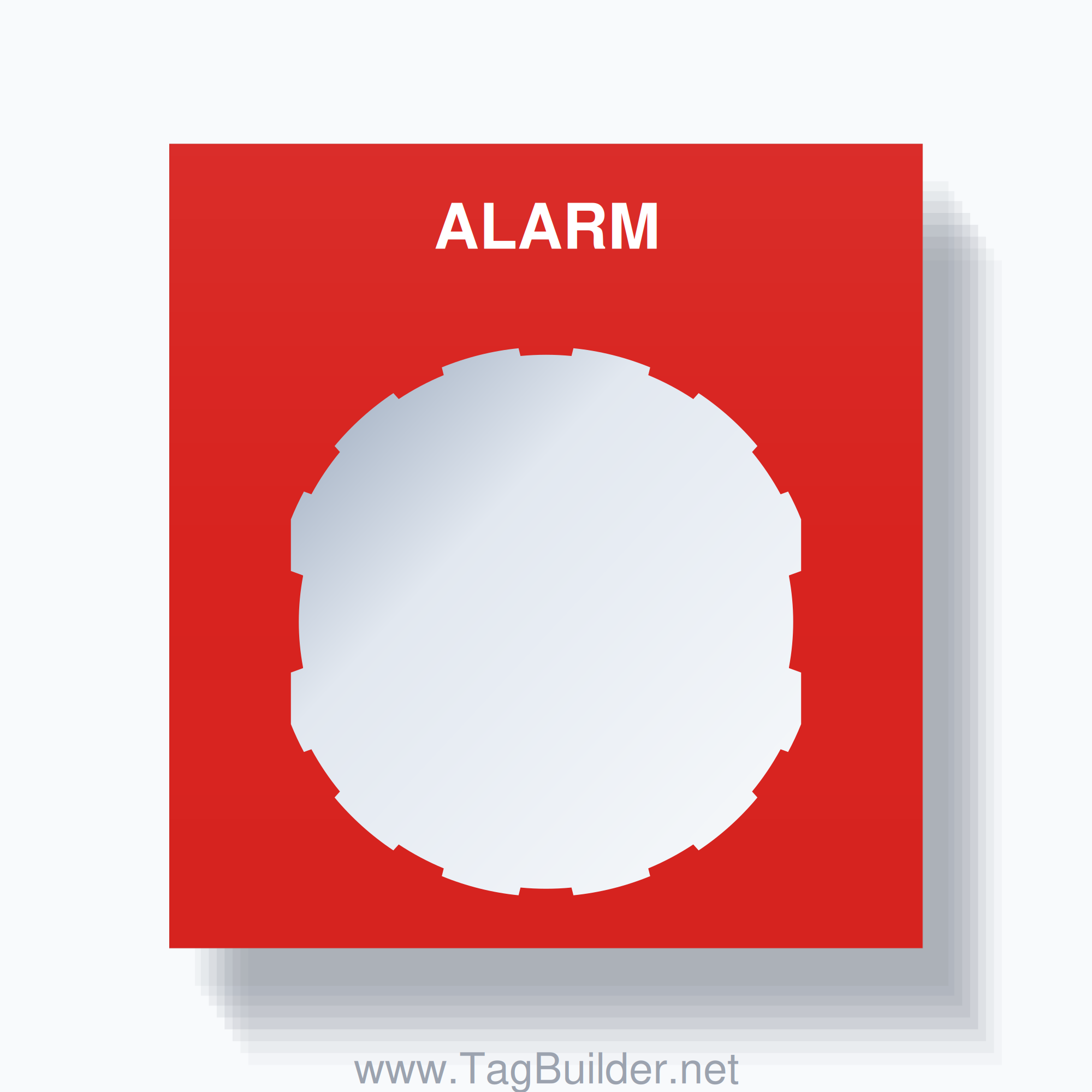 22mm Ring Tag – ALARM, Single-Line Square, Schneider Electric Compatible, White on Red