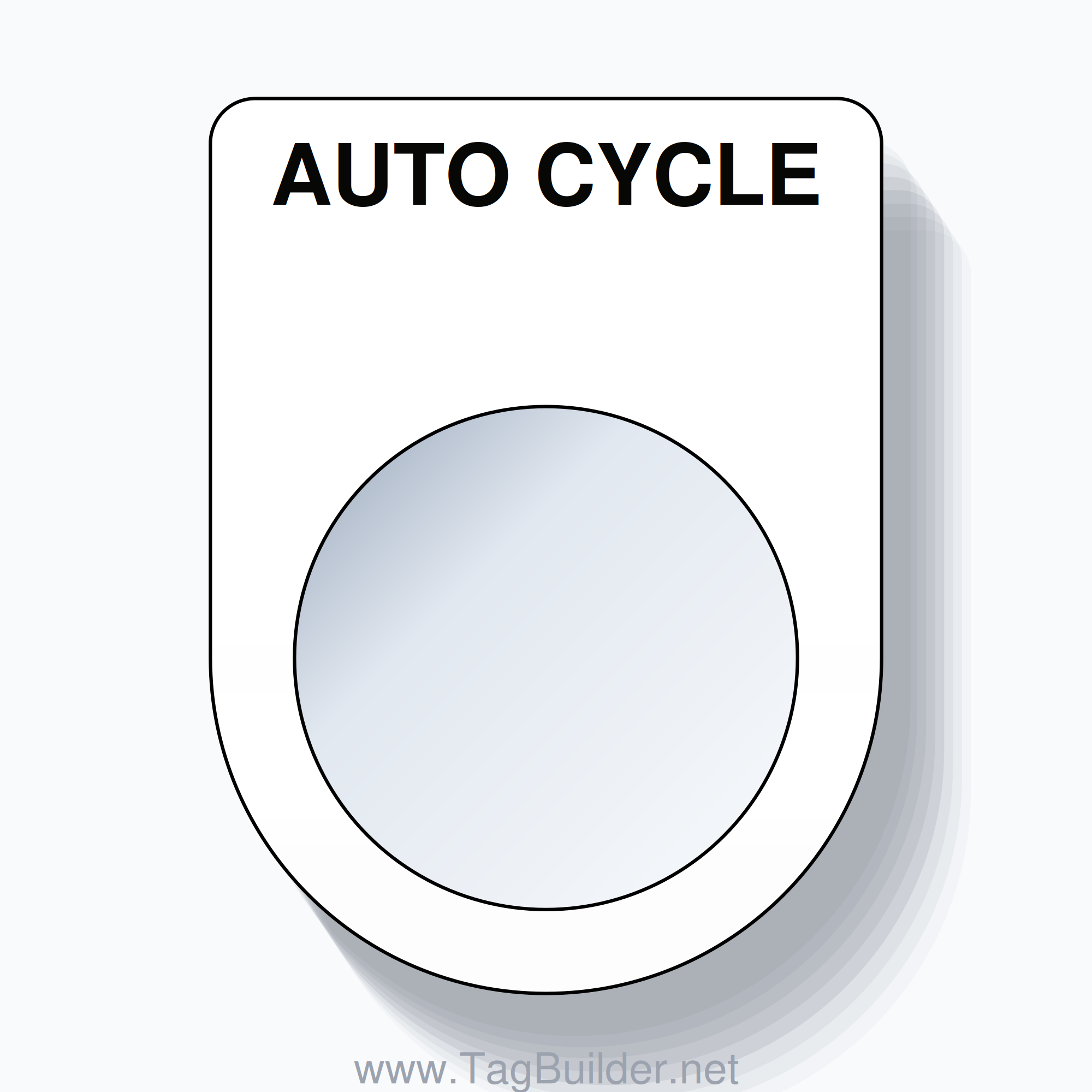 22mm Ring Tag – AUTO CYCLE, Single-Line Slim, Black on White