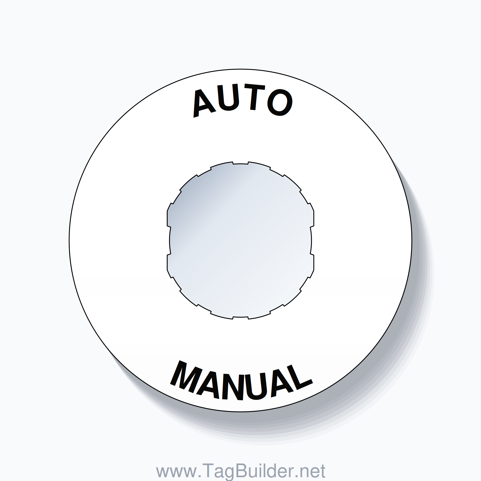 22mm Ring Tag – AUTO MANUAL, Single-Line 60mm Round, Schneider Electric Compatible, Black on White